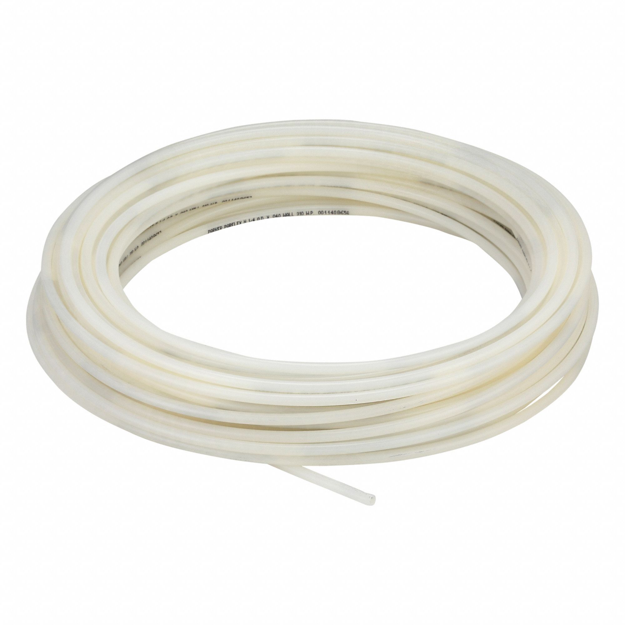 Tubing: Nylon, Beige, 1/4 in OD, 11/64 in ID, 100 ft Lg, Shore D 62