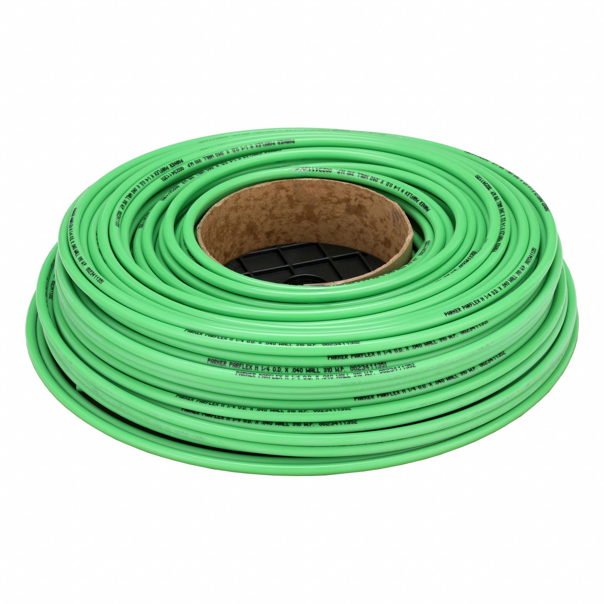 Tubing: Nylon, Green, 1/4 in OD, 11/64 in ID, 250 ft Lg, Shore D 62