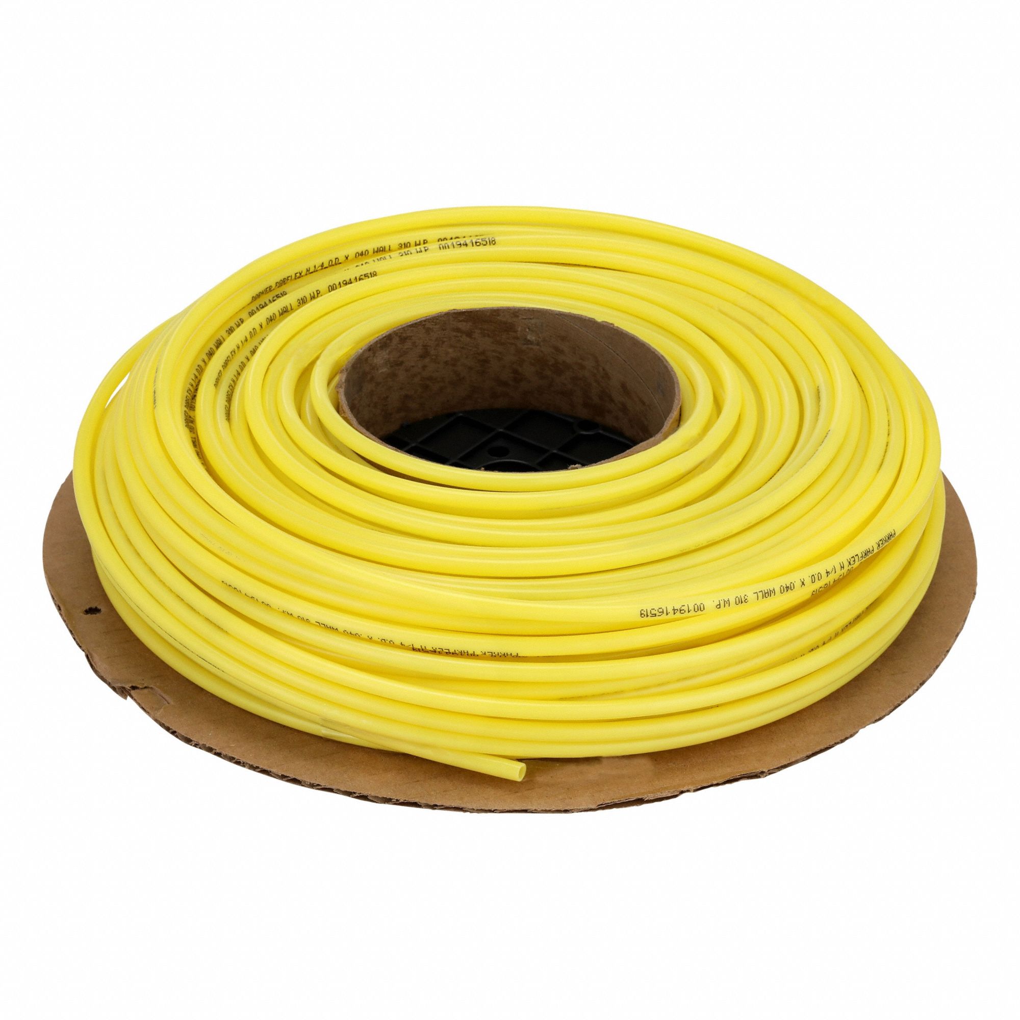 Tubing: Nylon, Yellow, 1/4 in OD, 11/64 in ID, 250 ft Lg, Shore D 62