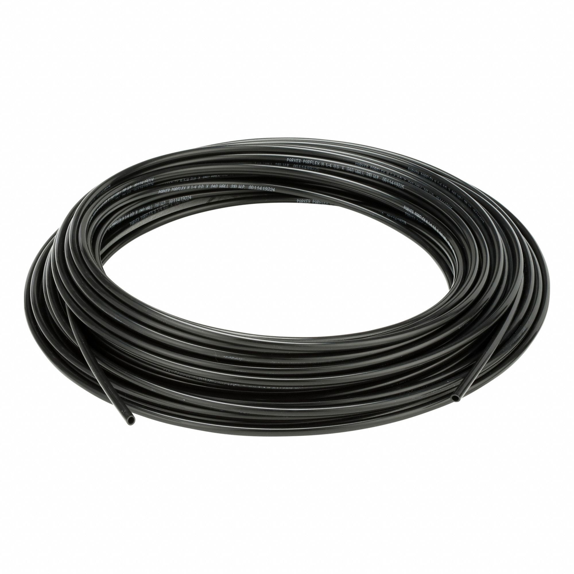 Tubing: Nylon, Black, 1/4 in OD, 11/64 in ID, 100 ft Lg, Shore D 62