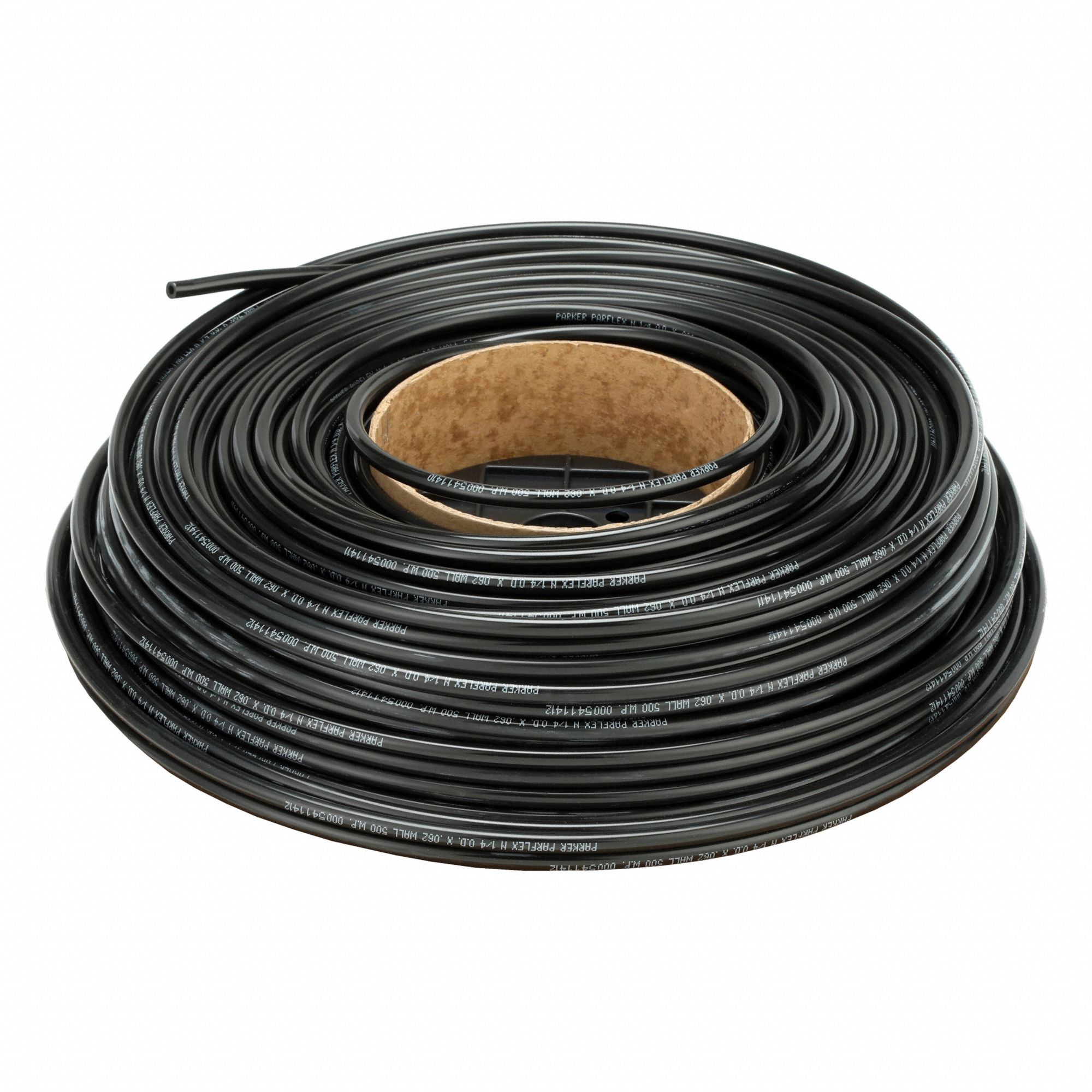 Tubing: Nylon, Black, 1/4 in OD, 1/8 in ID, 250 ft Lg, Shore D 62
