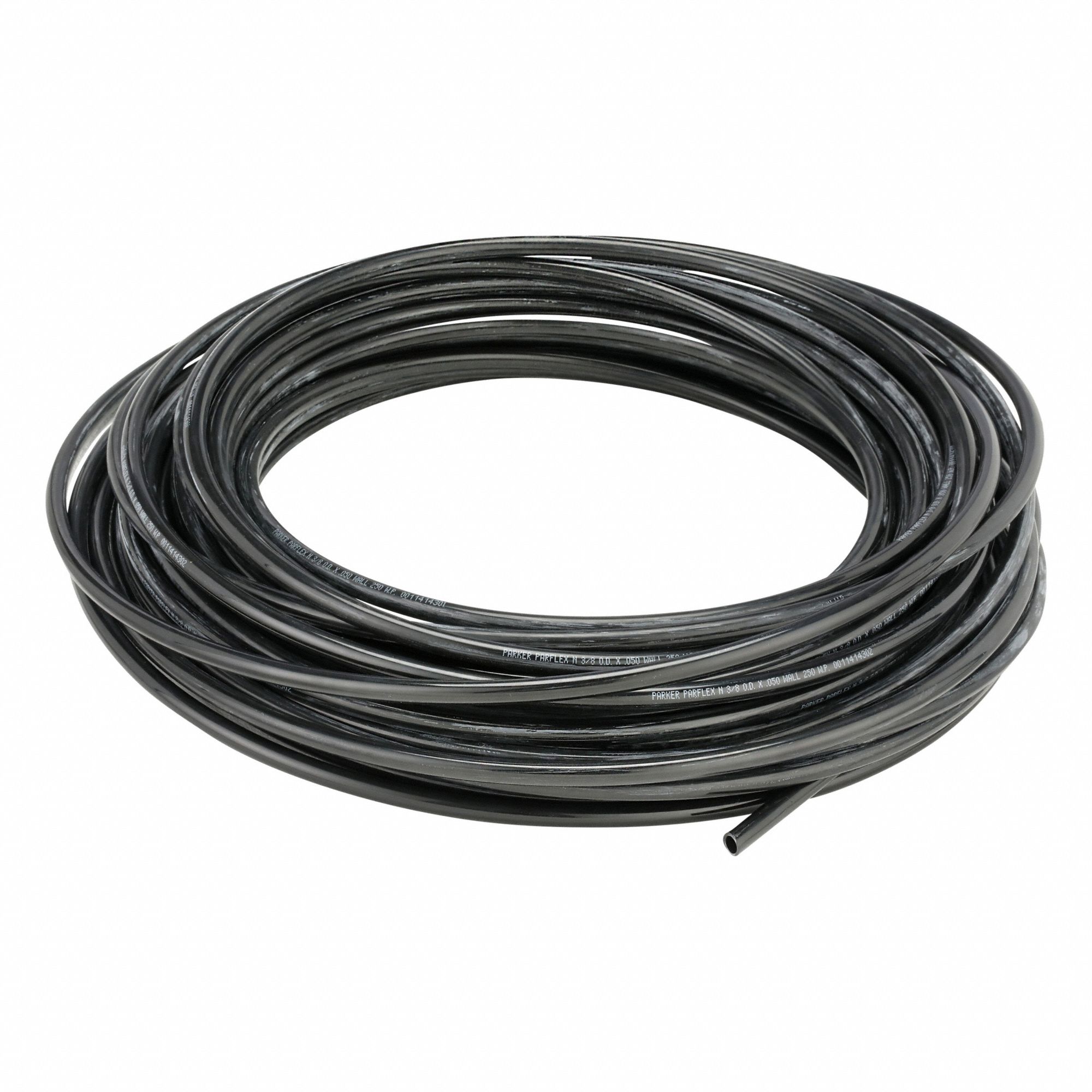 Tubing: Nylon, Black, 3/8 in OD, 9/32 in ID, 100 ft Lg, Shore D 62