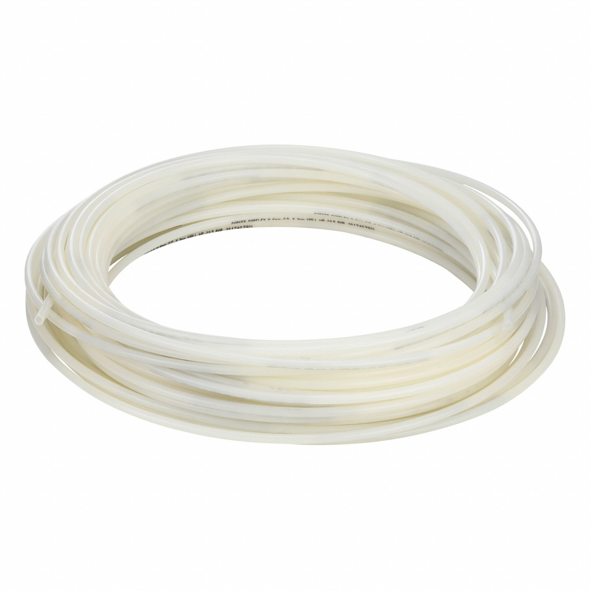 Tubing: Nylon, Beige, 6 mm OD, 4 mm ID, 100 ft Lg, Shore D 62