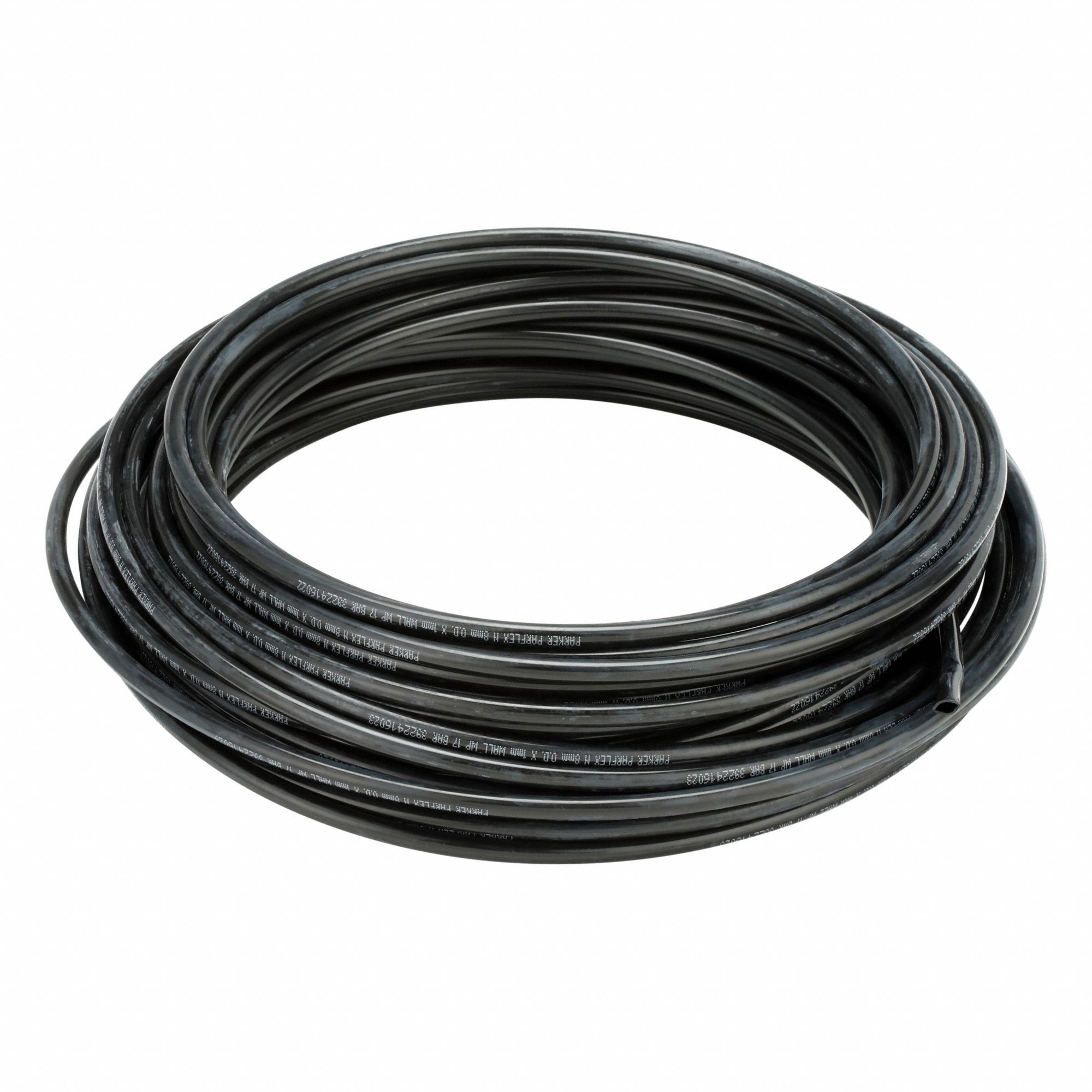 Tubing: Nylon, Black, 8 mm OD, 6 mm ID, 100 ft Lg, Shore D 62