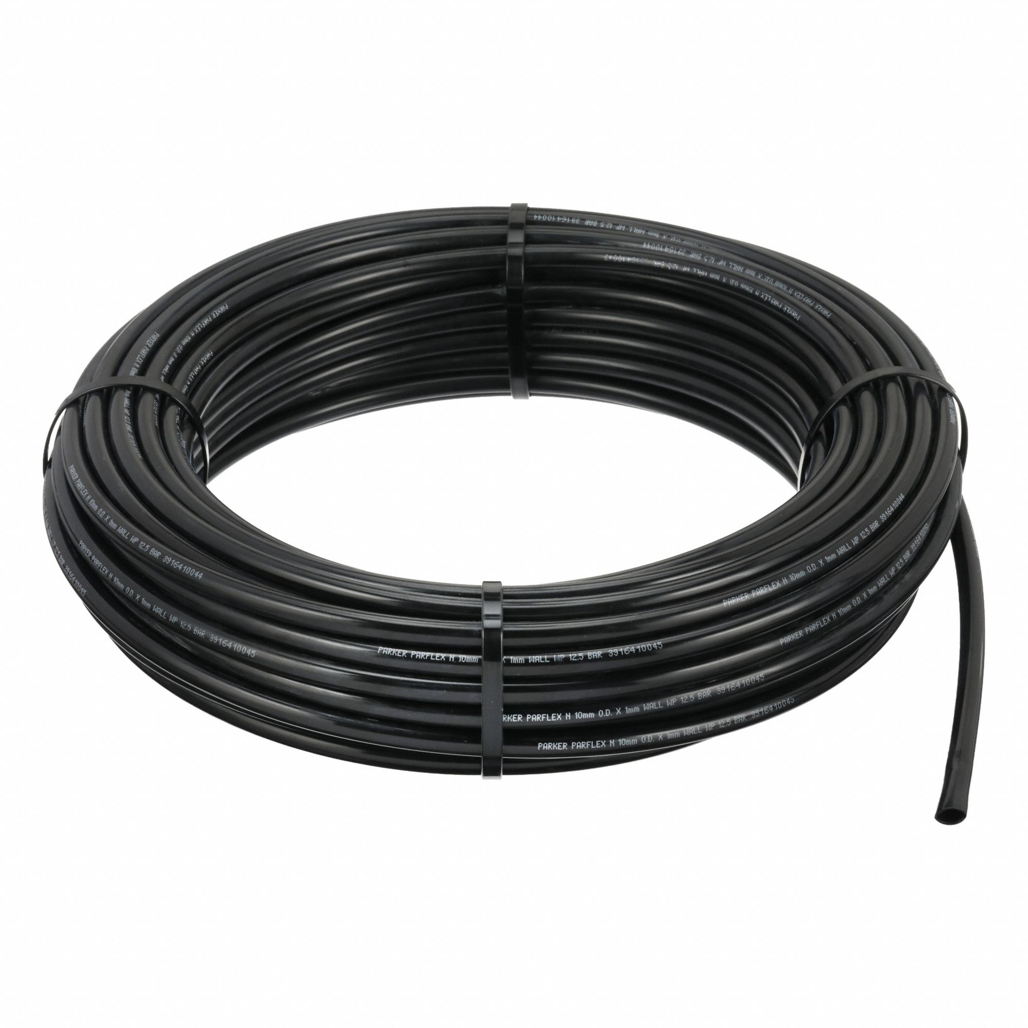 Tubing: Nylon, Black, 10 mm OD, 8 mm ID, 100 ft Lg, Shore D 62