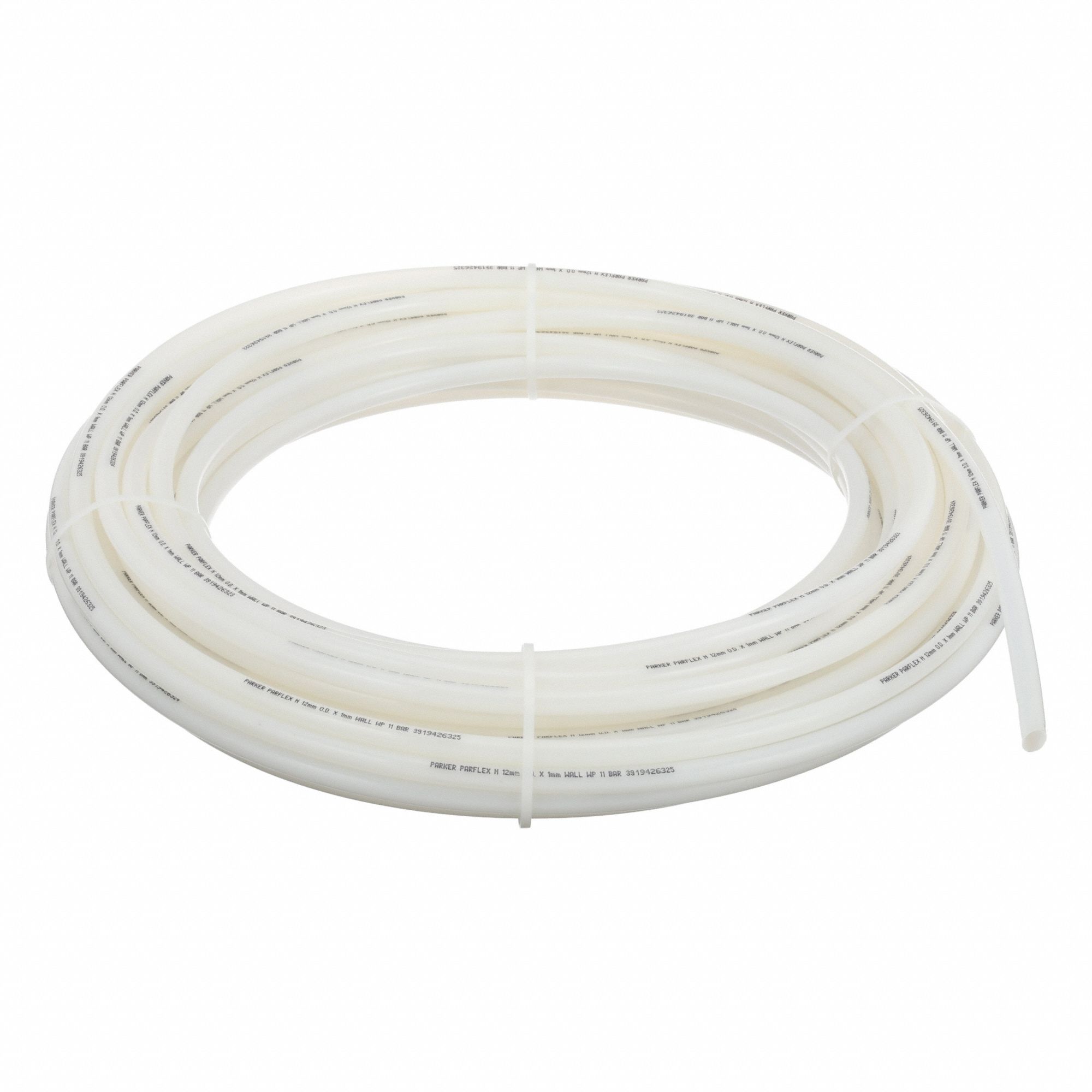 Tubing: Nylon, Beige, 12 mm OD, 10 mm ID, 100 ft Lg, Shore D 62