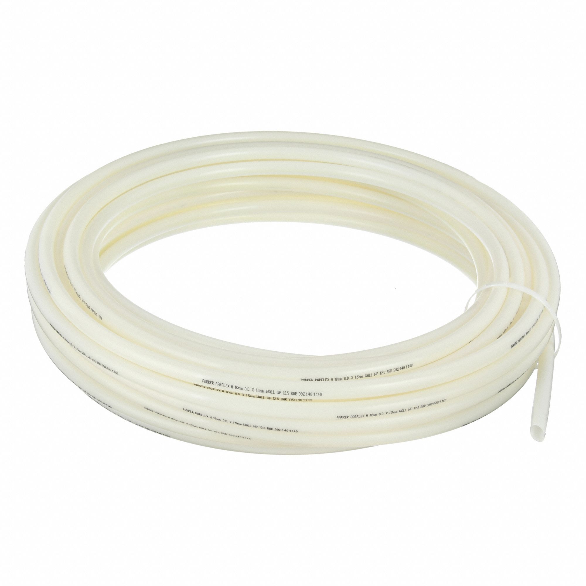 Tubing: Nylon, Beige, 16 mm OD, 13 mm ID, 100 ft Lg, Shore D 62