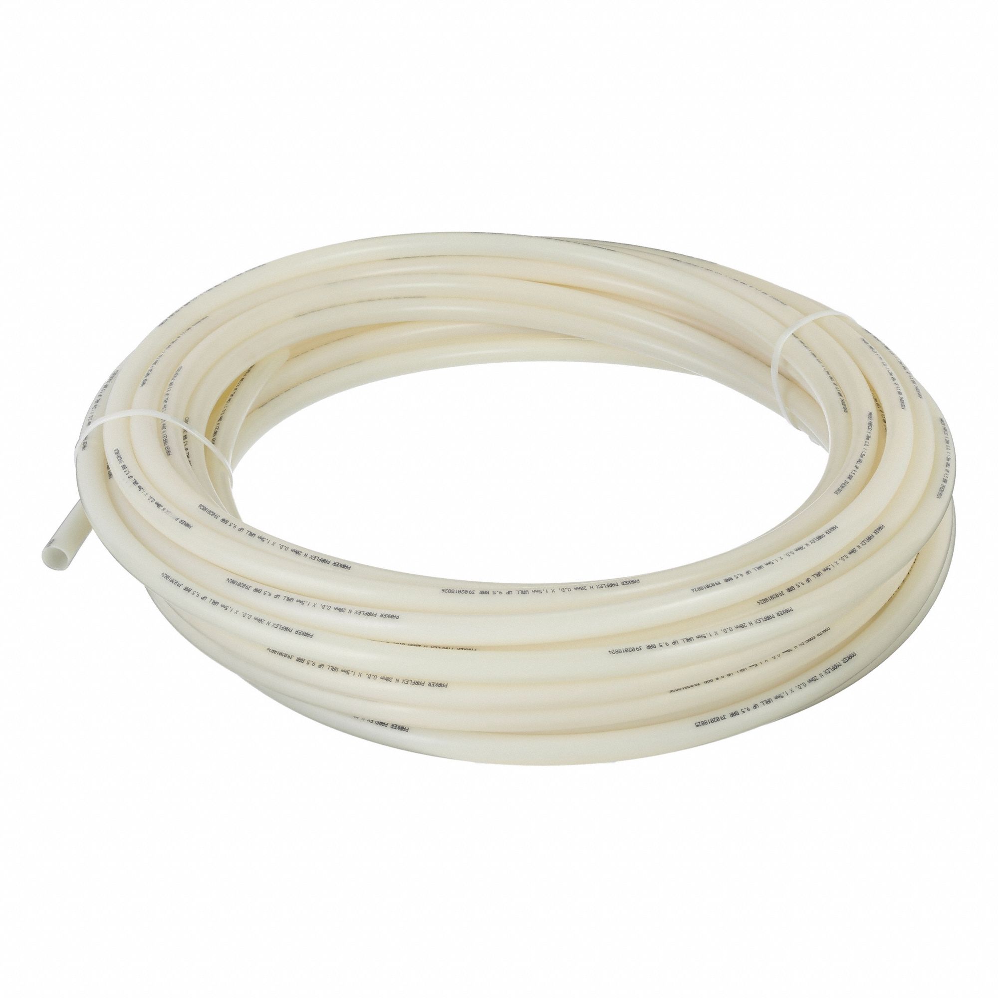 Tubing: Nylon, Beige, 20 mm OD, 17 mm ID, 100 ft Lg, Shore D 62