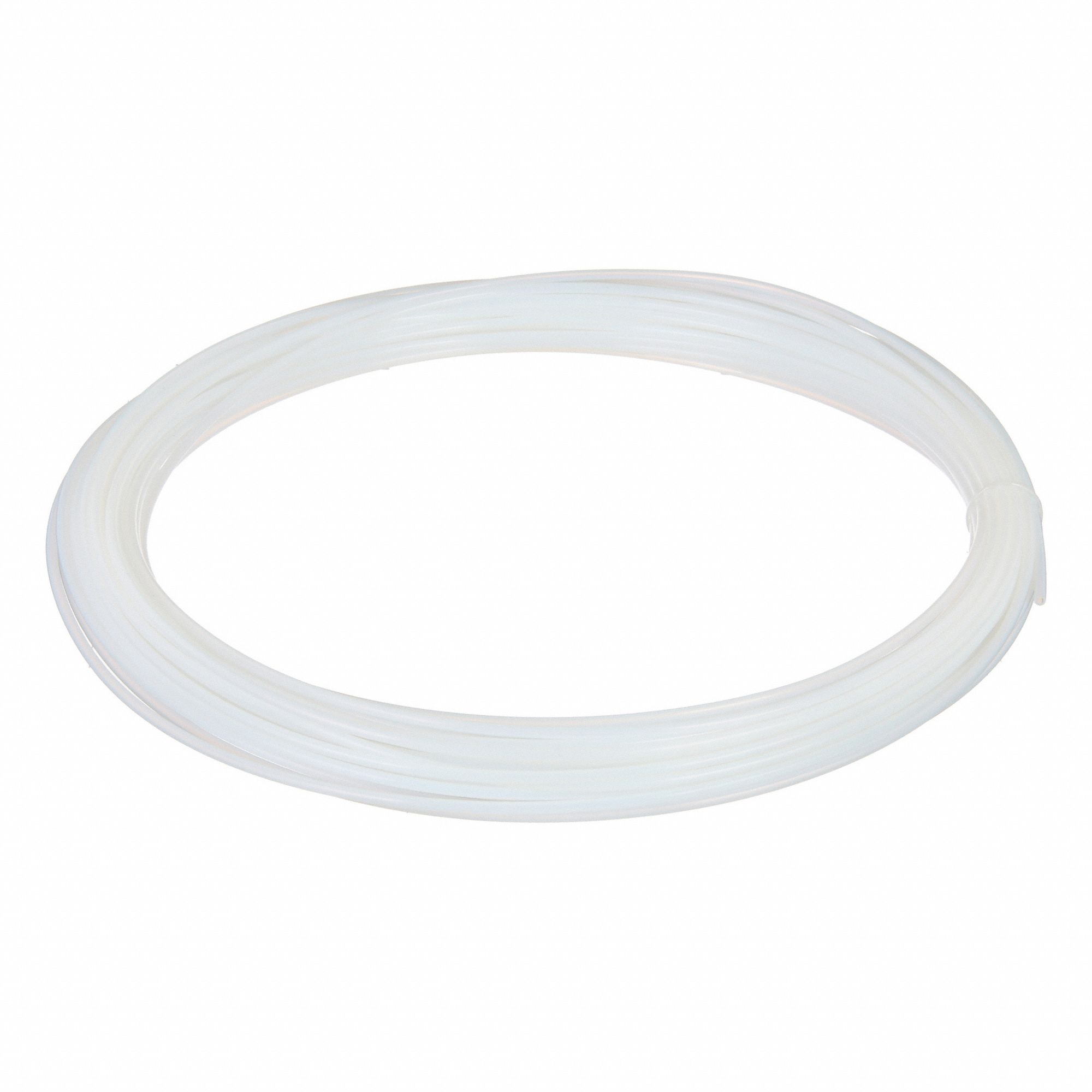 Tubing: PTFE, White, 3/32 in ID, 5/32 in OD, 100 ft Lg, Shore D 50 to 65