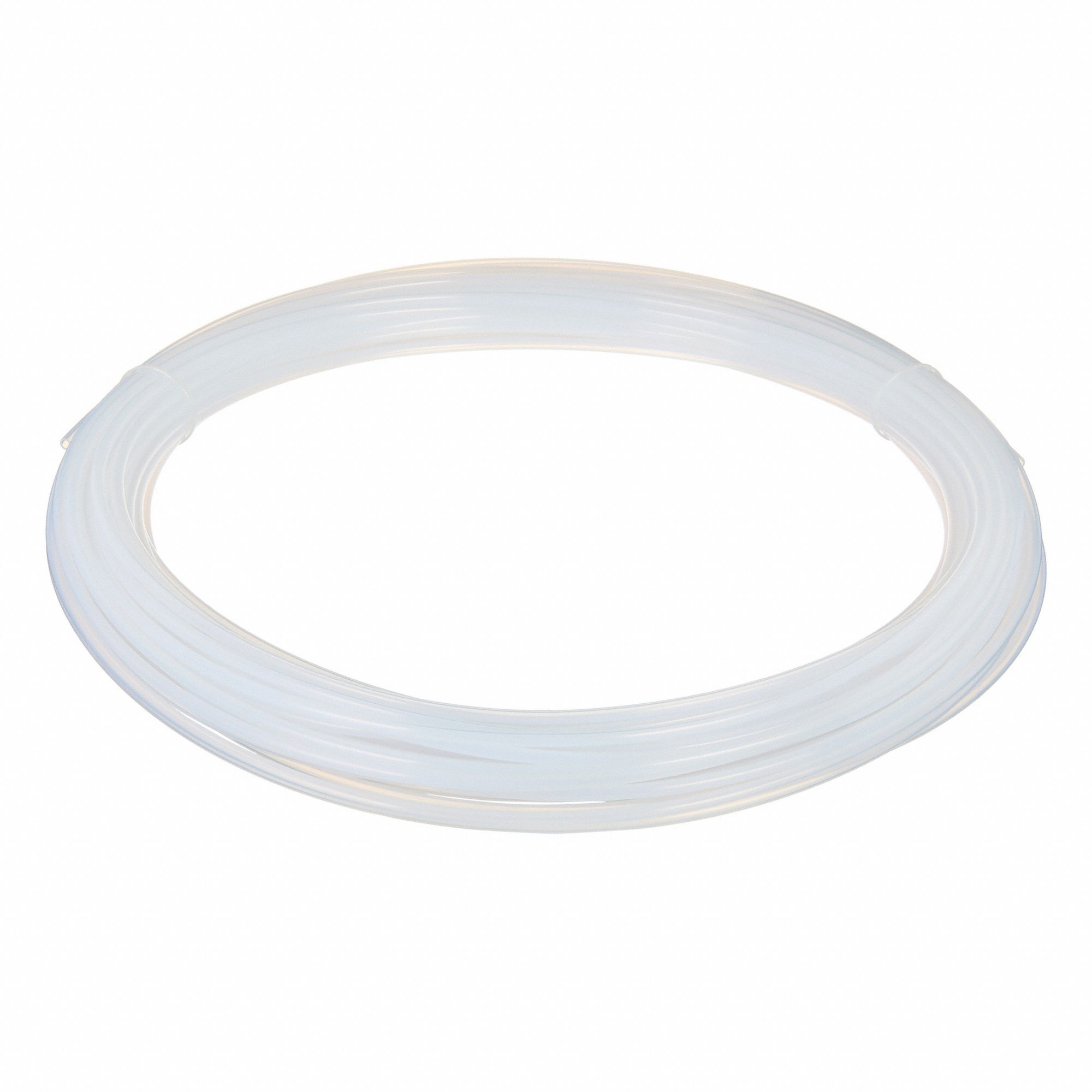 Tubing: PTFE, White, 1/8 in ID, 3/16 in OD, 100 ft Lg, Shore D 50 to 65