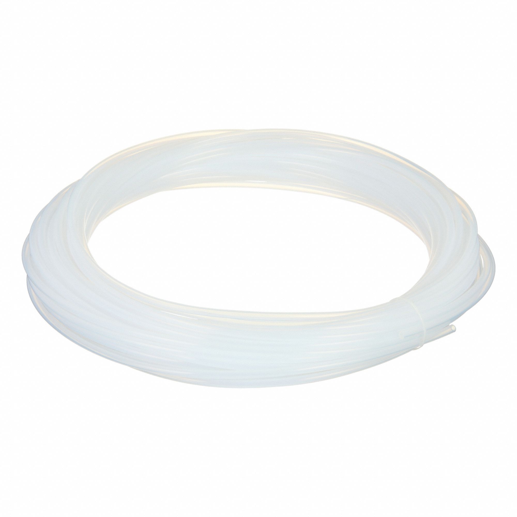 Tubing: PTFE, White, 5/32 in ID, 1/4 in OD, 100 ft Lg, Shore D 50 to 65