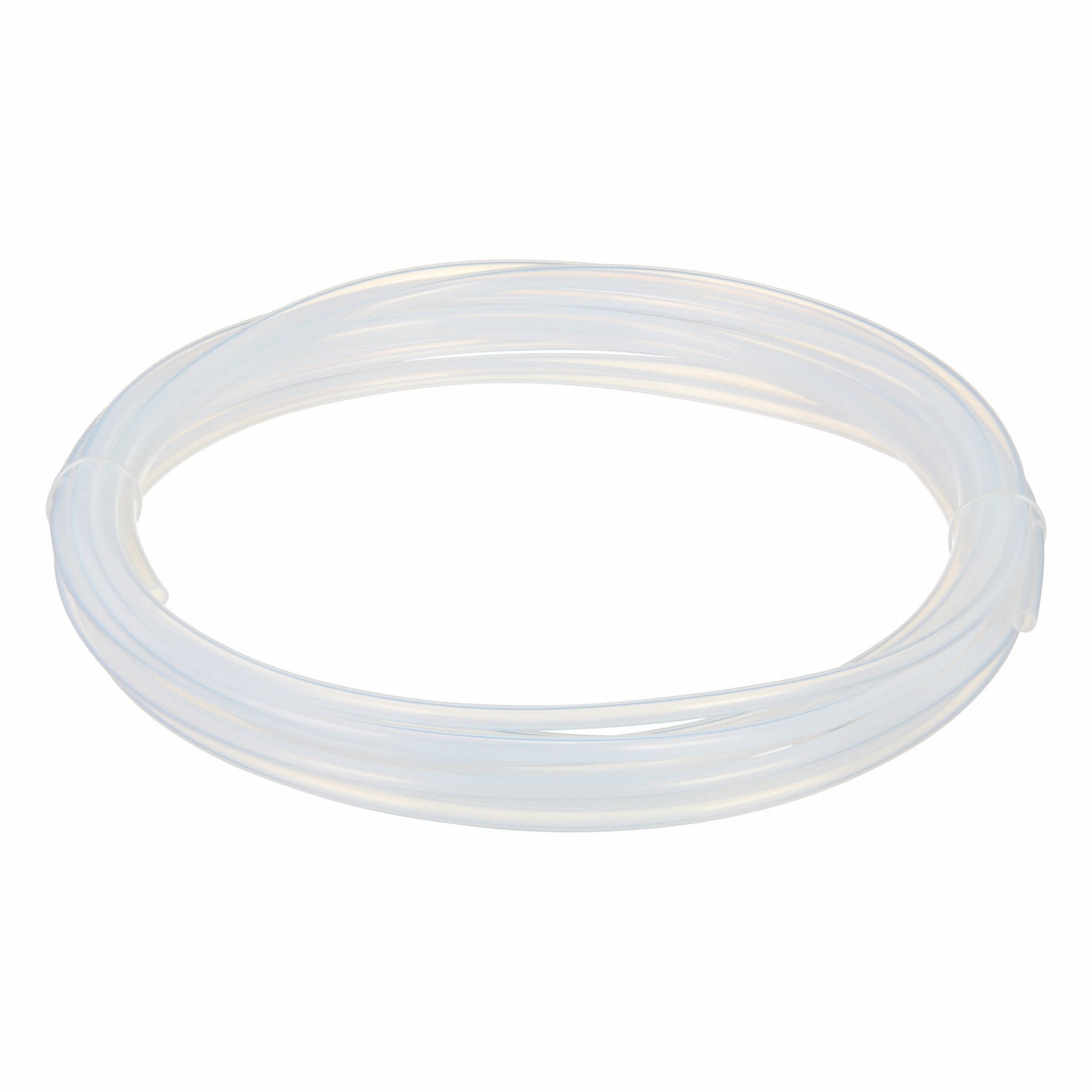 Tubing: PTFE, White, 5/32 in ID, 1/4 in OD, 25 ft Lg, Shore D 50 to 65
