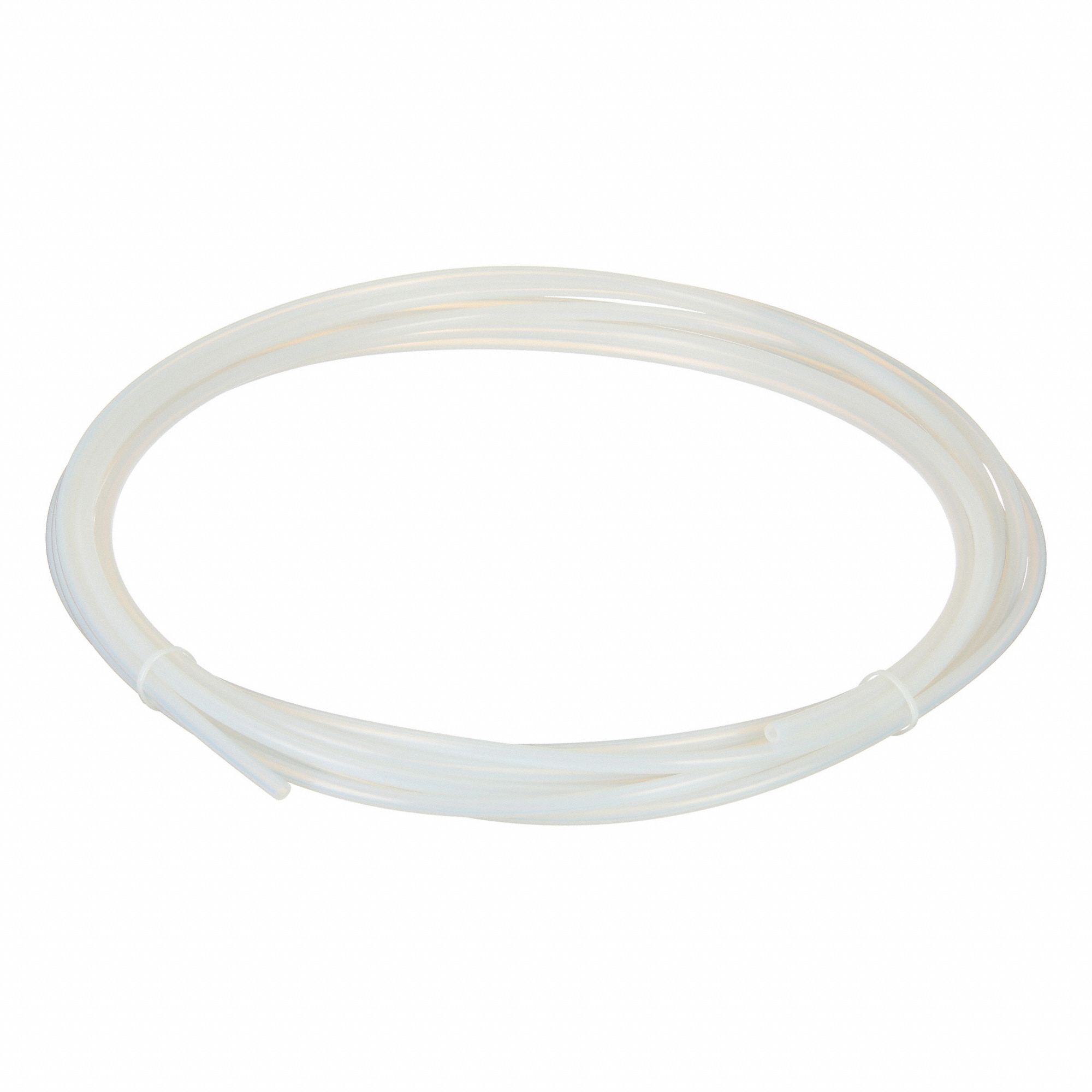 Tubing: PTFE, White, 1/8 in ID, 1/4 in OD, 25 ft Lg, Shore D 50 to 65