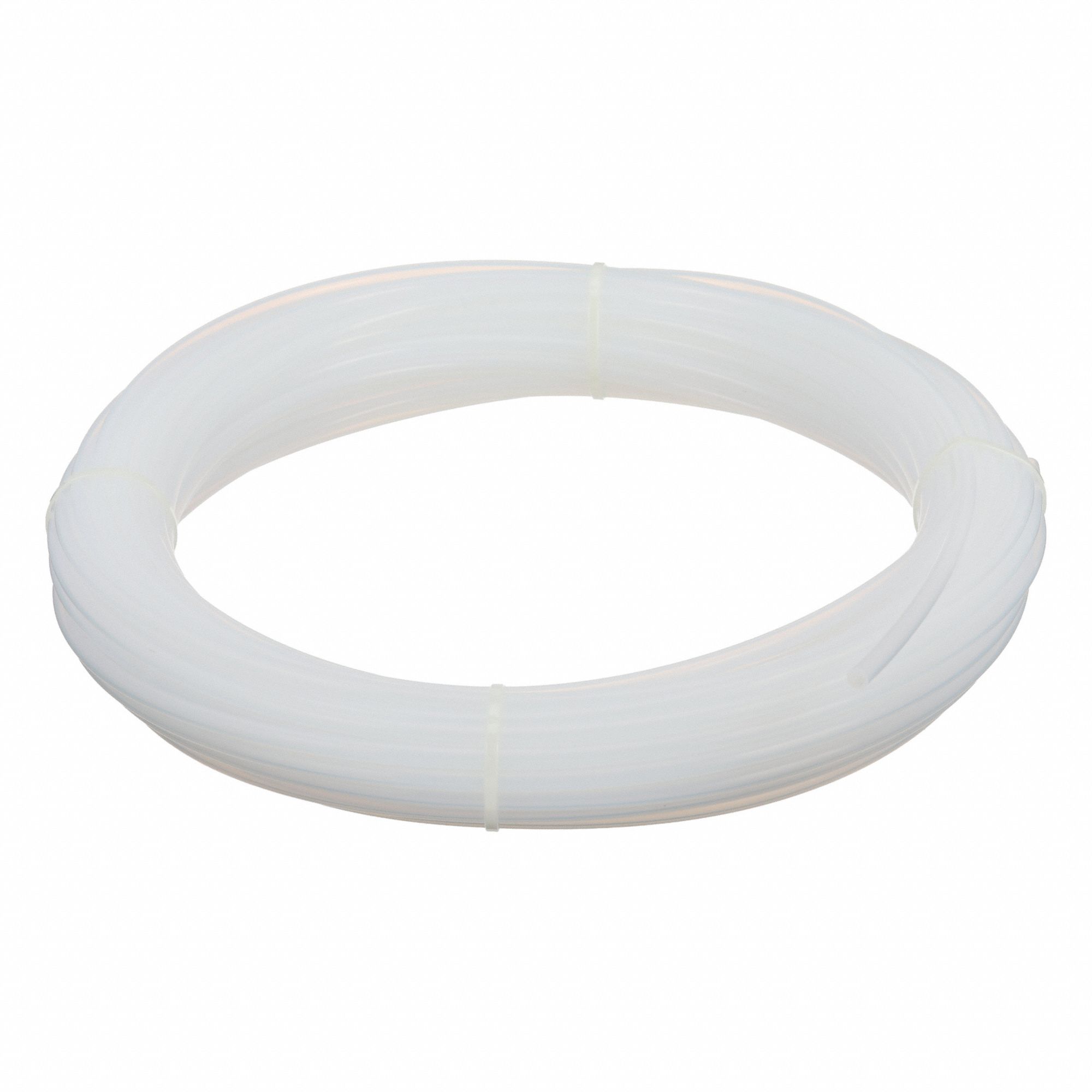 Tubing: PTFE, White, 3/16 in ID, 1/4 in OD, 100 ft Lg, Shore D 50 to 65