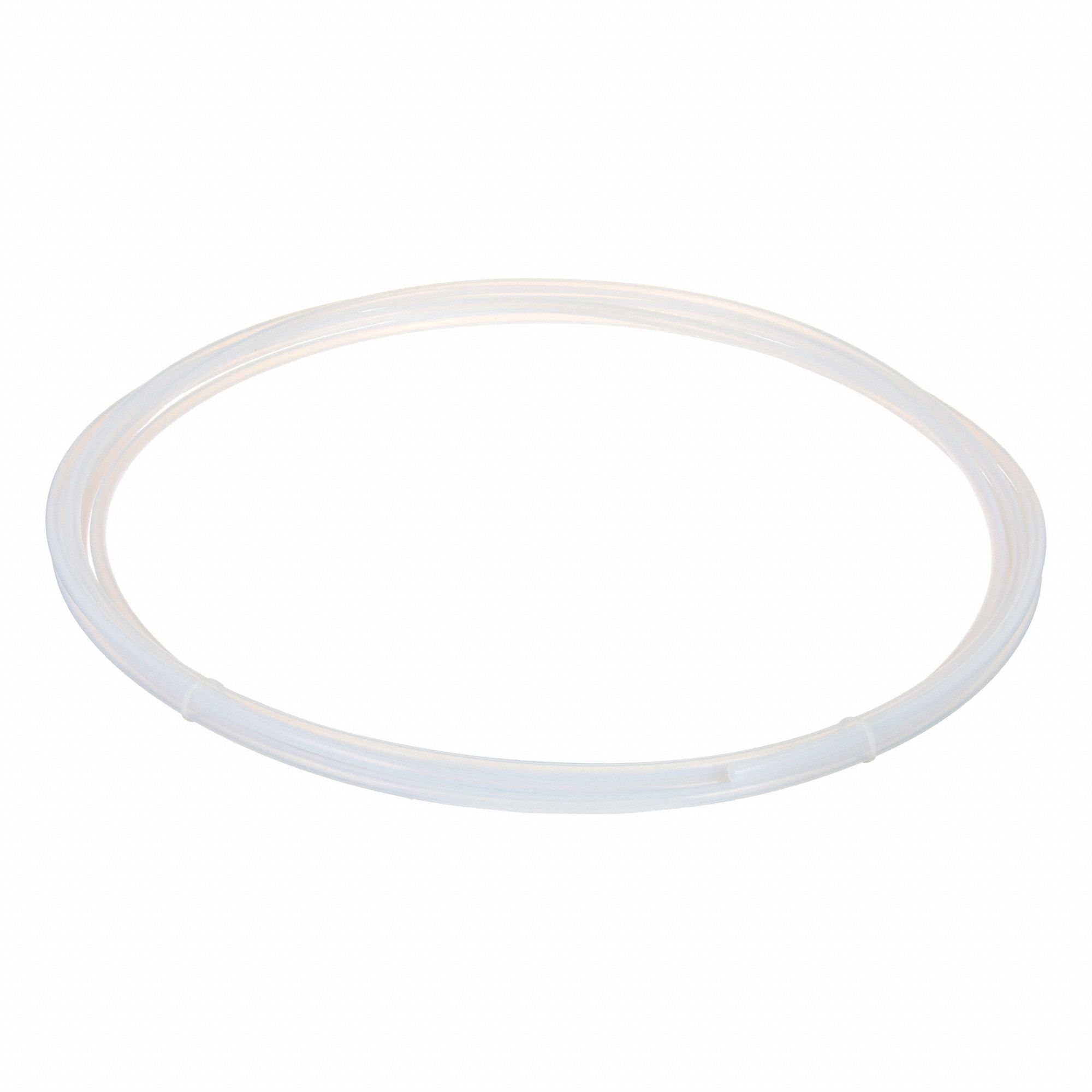 Tubing: PTFE, White, 3/16 in ID, 1/4 in OD, 25 ft Lg, Shore D 50 to 65