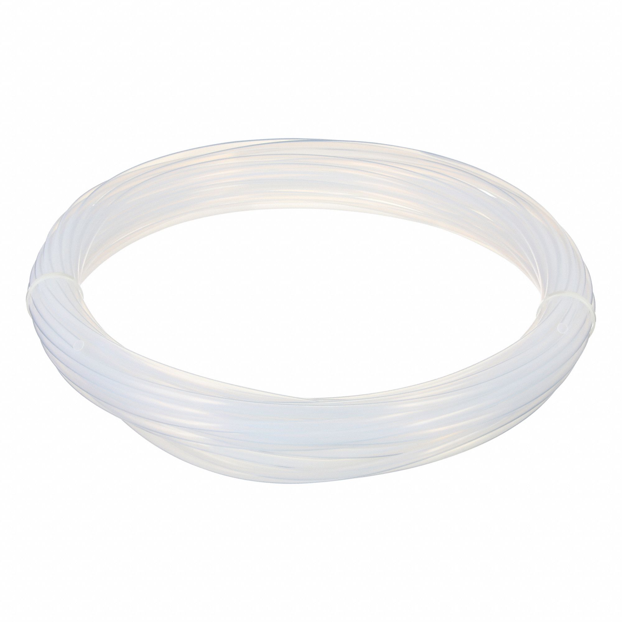 Tubing: PTFE, White, 5/16 in ID, 3/8 in OD, 100 ft Lg, Shore D 50 to 65