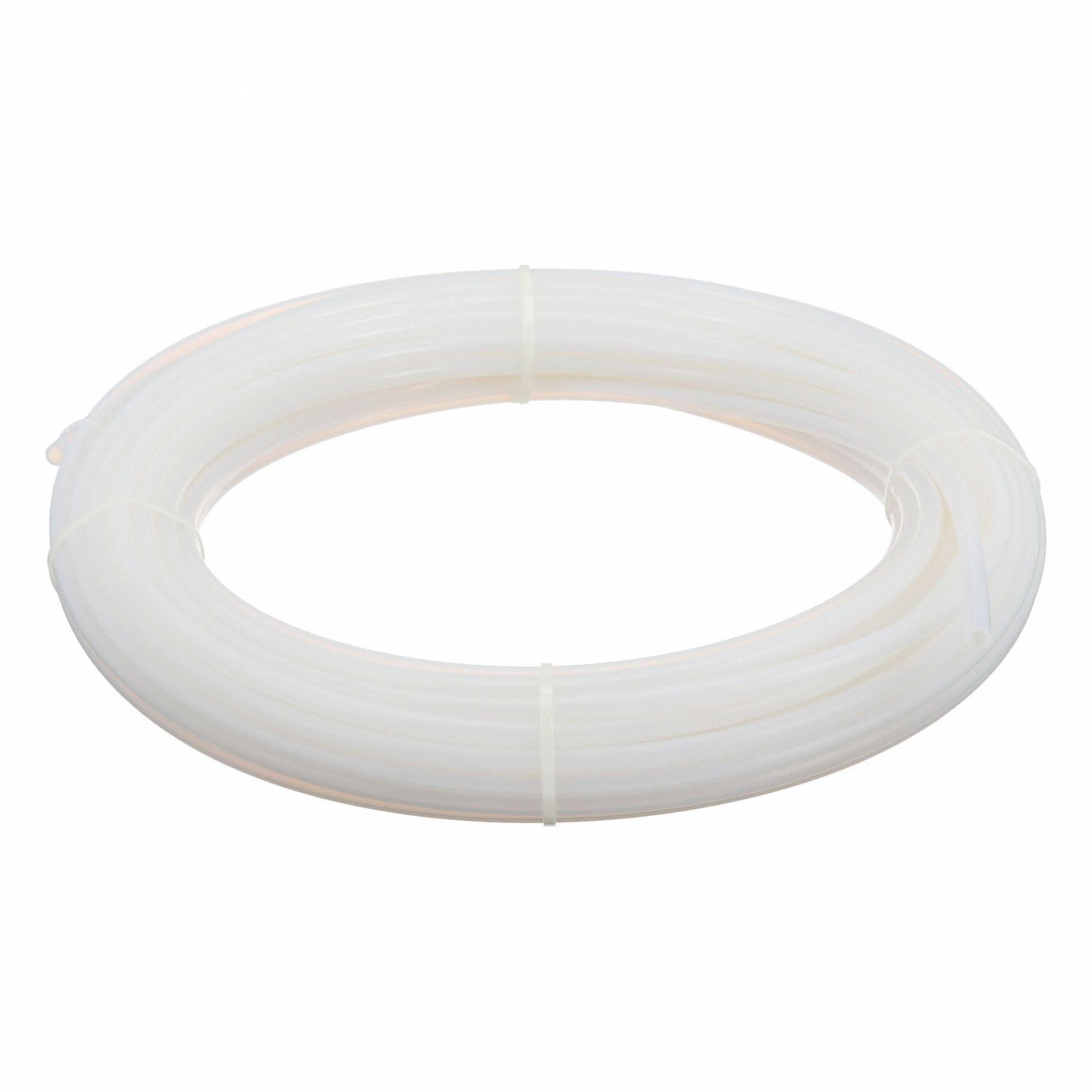 Tubing: PTFE, White, 1/4 in ID, 3/8 in OD, 100 ft Lg, Shore D 50 to 65