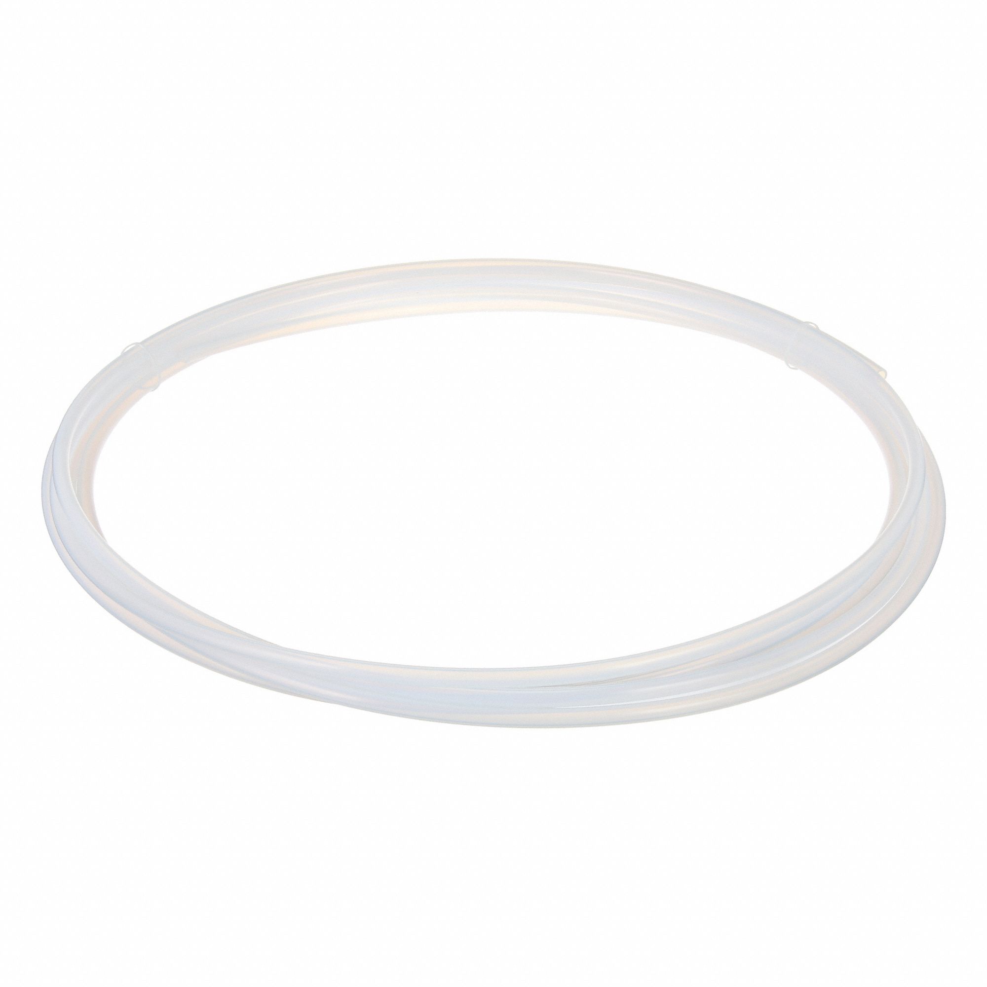 Tubing: PTFE, White, 3/8 in ID, 7/16 in OD, 25 ft Lg, Shore D 50 to 65