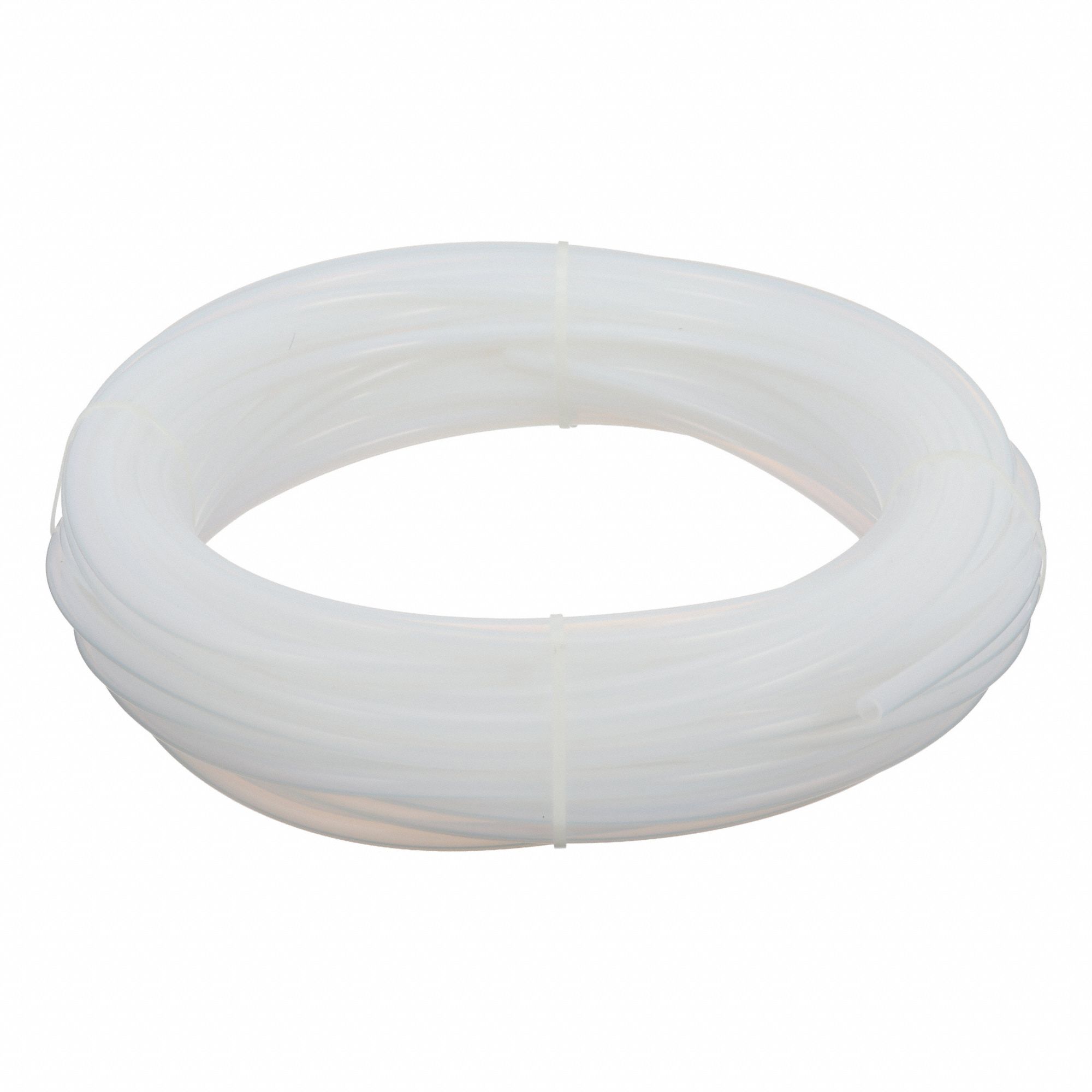 Tubing: PTFE, White, 5/16 in ID, 7/16 in OD, 100 ft Lg, Shore D 50 to 65