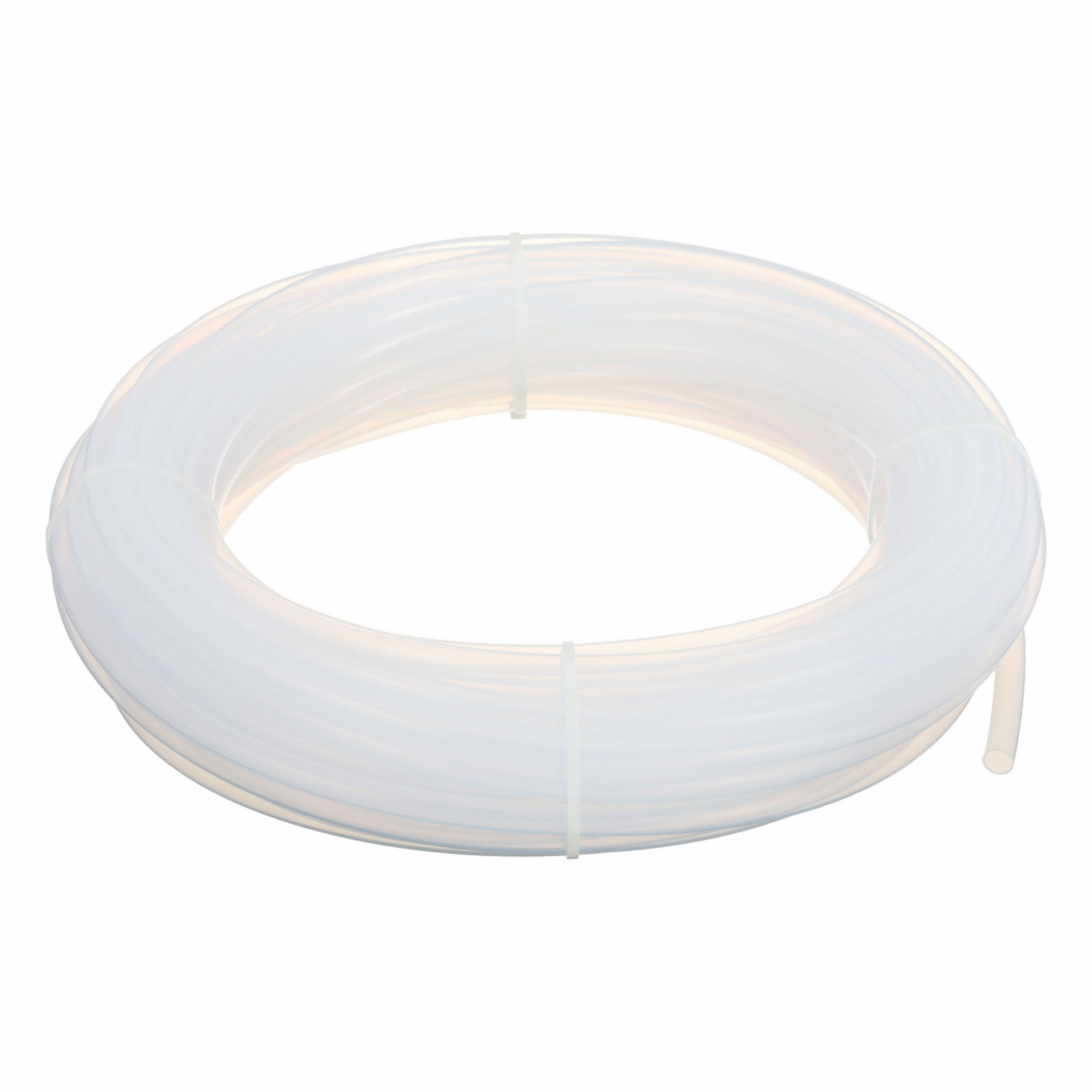 Tubing: PTFE, White, 7/16 in ID, 1/2 in OD, 100 ft Lg, Shore D 50 to 65