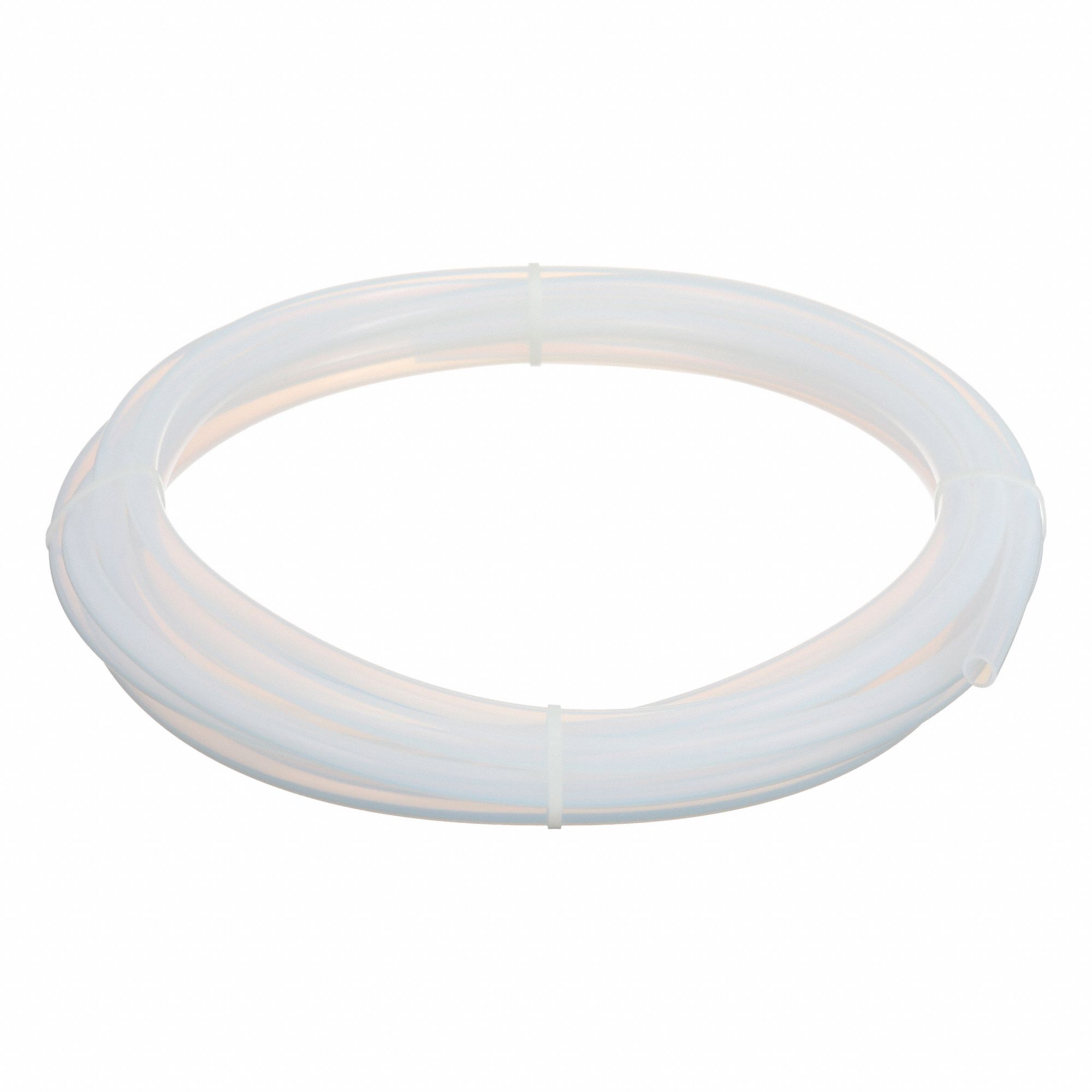 Tubing: PTFE, White, 3/8 in ID, 1/2 in OD, 25 ft Lg, Shore D 50 to 65