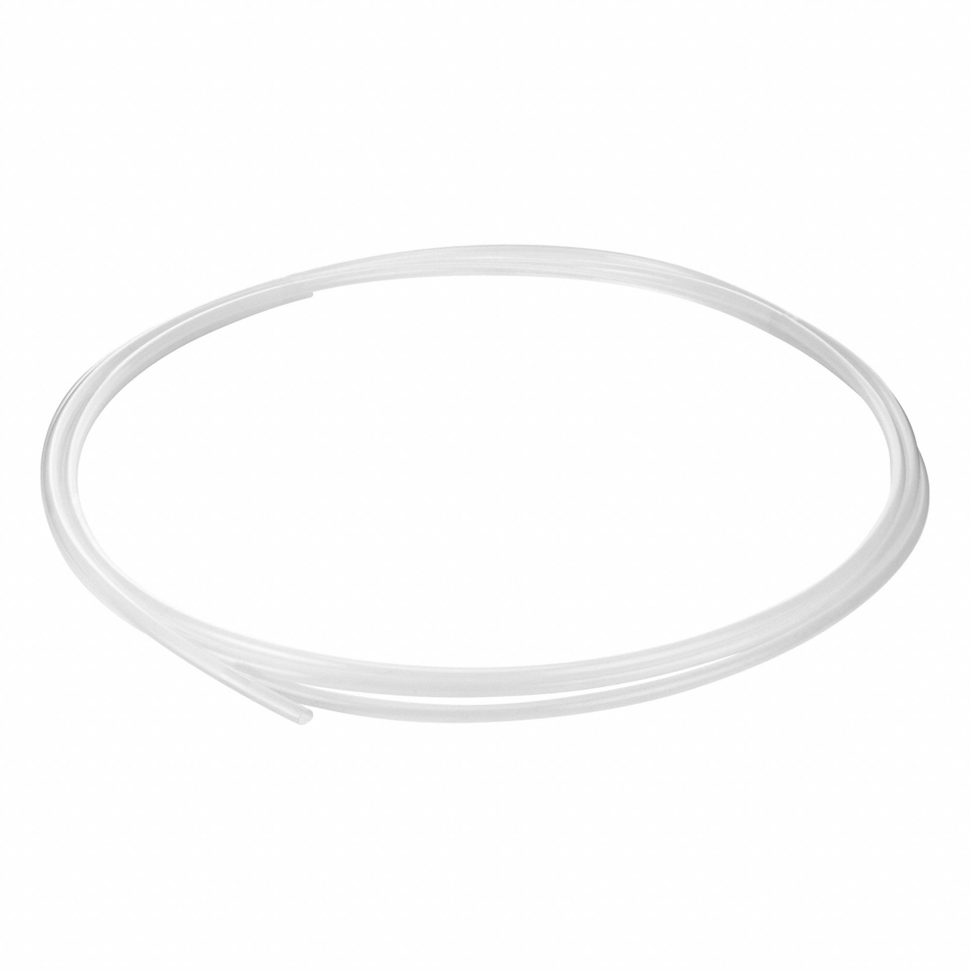 Tubing: PTFE, White, 1/2 in ID, 9/16 in OD, 25 ft Lg, Shore D 50 to 65