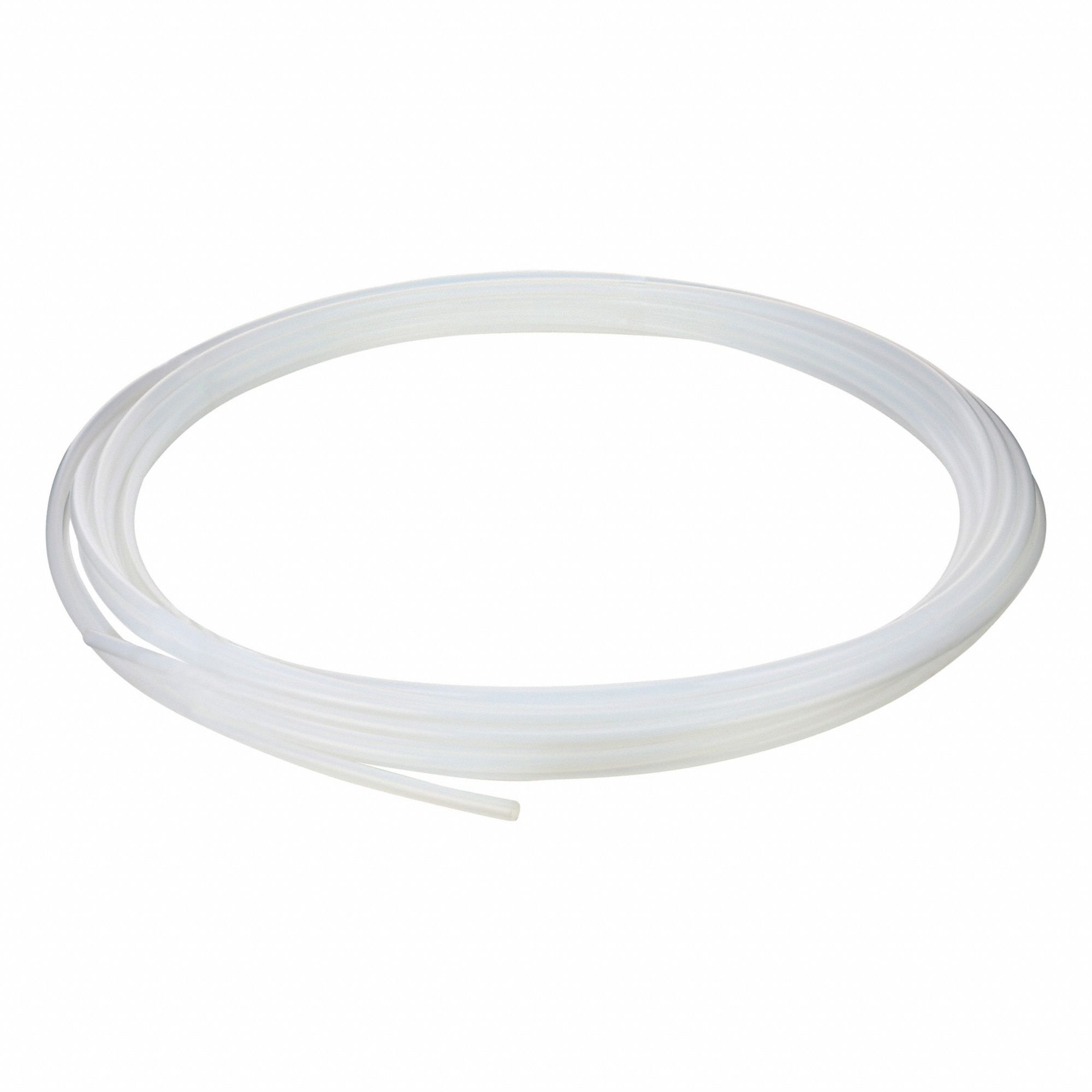 Tubing: PTFE, White, 7/16 in ID, 9/16 in OD, 100 ft Lg, Shore D 50 to 65