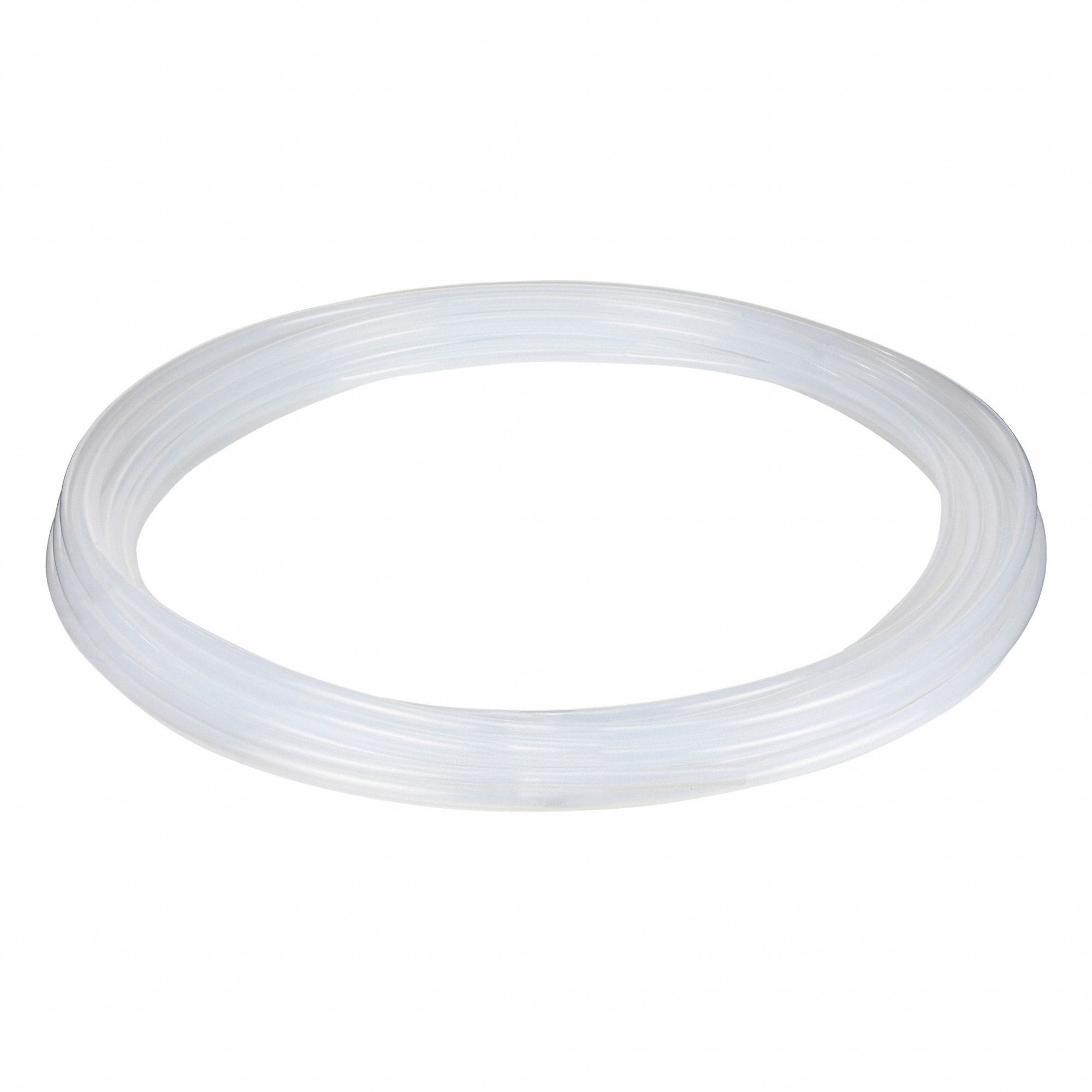 Tubing: PTFE, White, 9/16 in ID, 5/8 in OD, 100 ft Lg, Shore D 50 to 65
