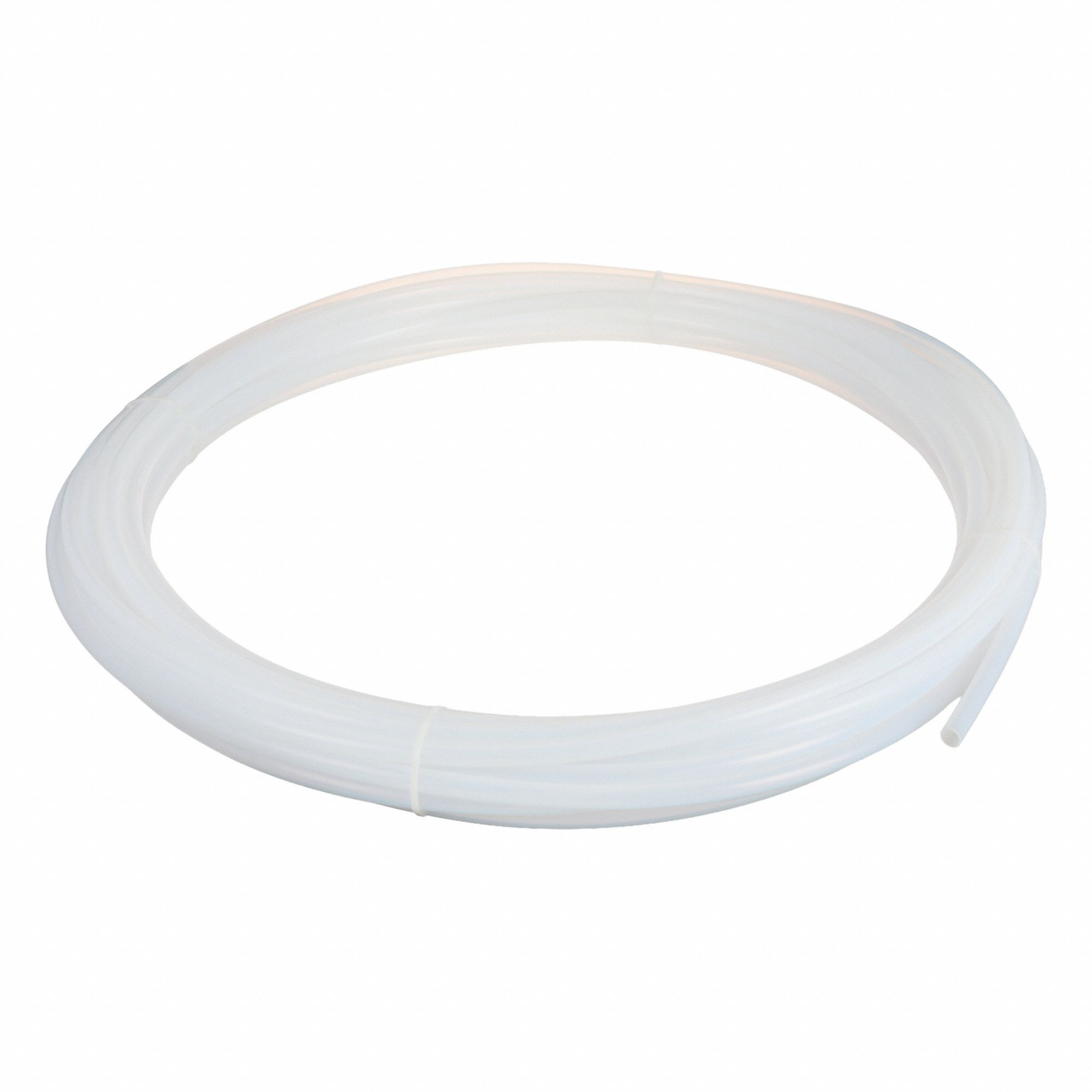 Tubing: PTFE, White, 1/2 in ID, 5/8 in OD, 100 ft Lg, Shore D 50 to 65