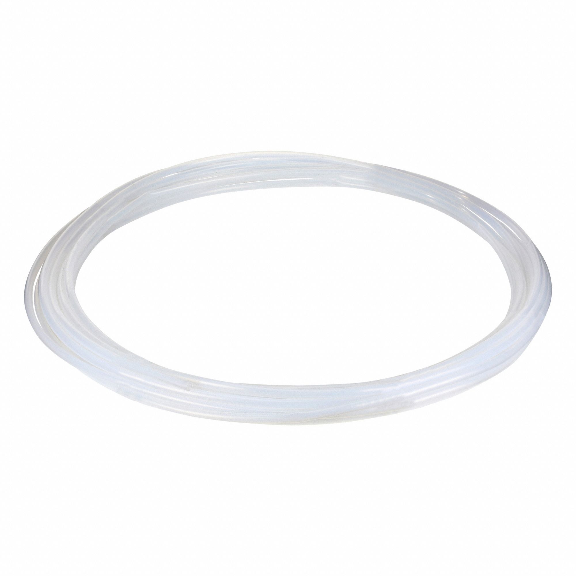 Tubing: PTFE, White, 5/8 in ID, 11/16 in OD, 100 ft Lg, Shore D 50 to 65