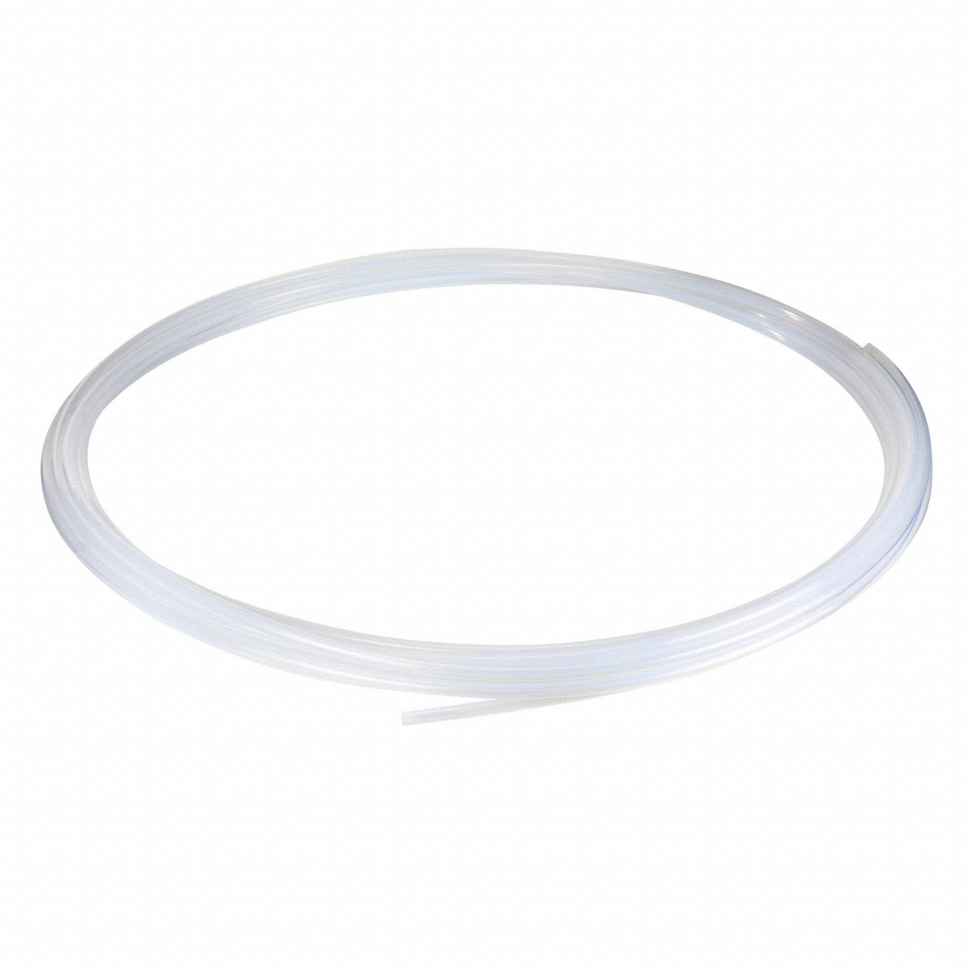 Tubing: PTFE, White, 9/16 in ID, 11/16 in OD, 100 ft Lg, Shore D 50 to 65