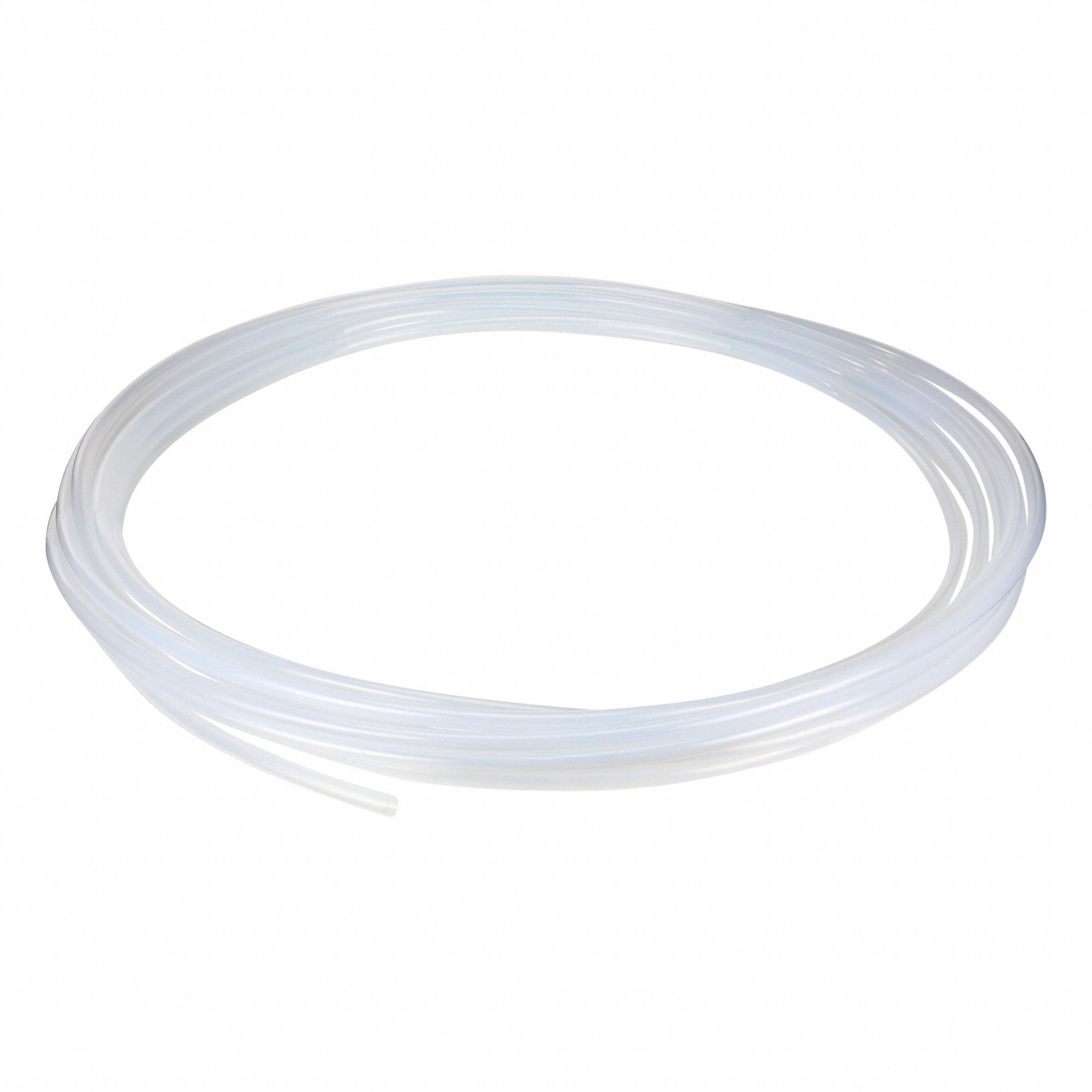 Tubing: PTFE, White, 11/16 in ID, 3/4 in OD, 100 ft Lg, Shore D 50 to 65