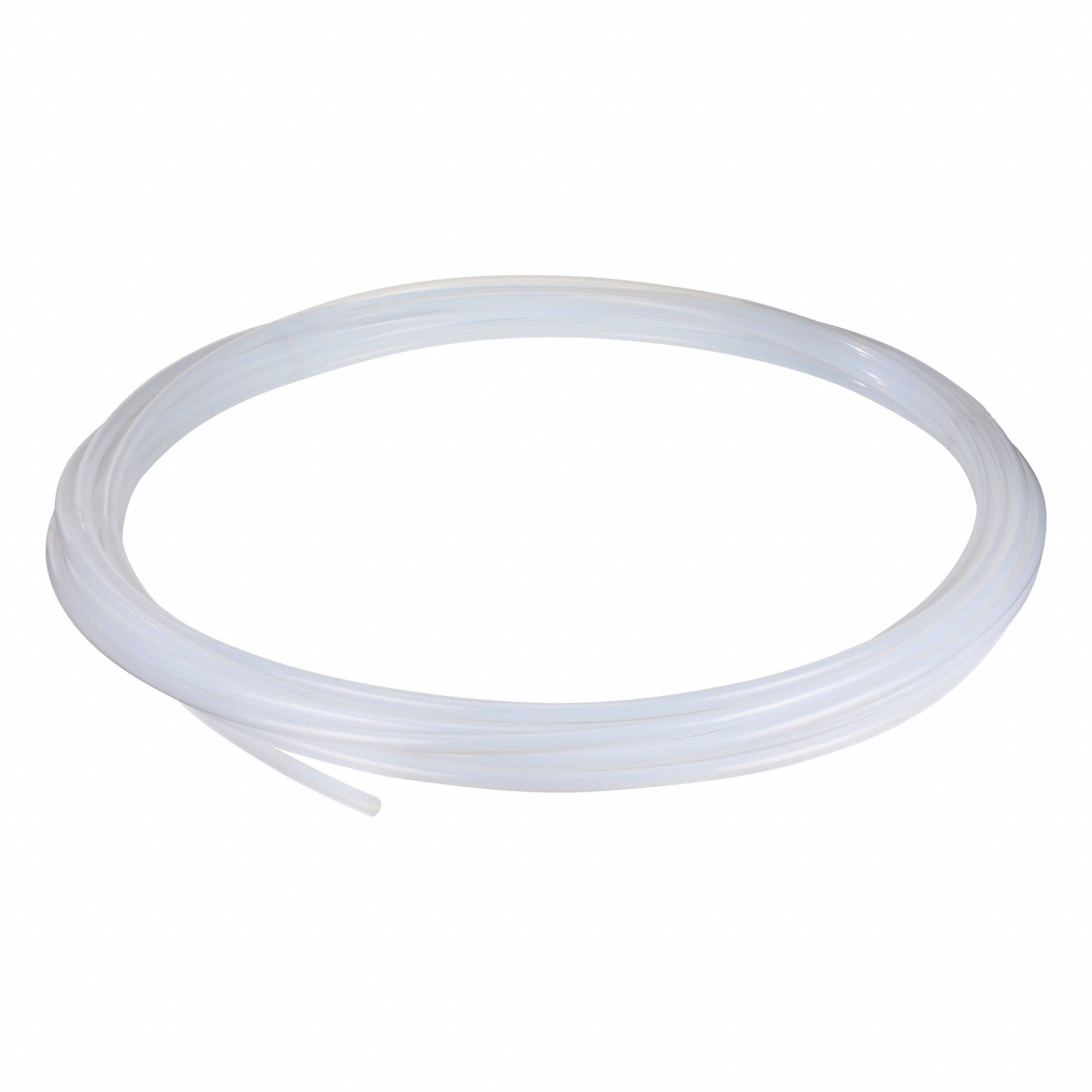Tubing: PTFE, White, 3/4 in ID, 27/32 in OD, 100 ft Lg, Shore D 50 to 65