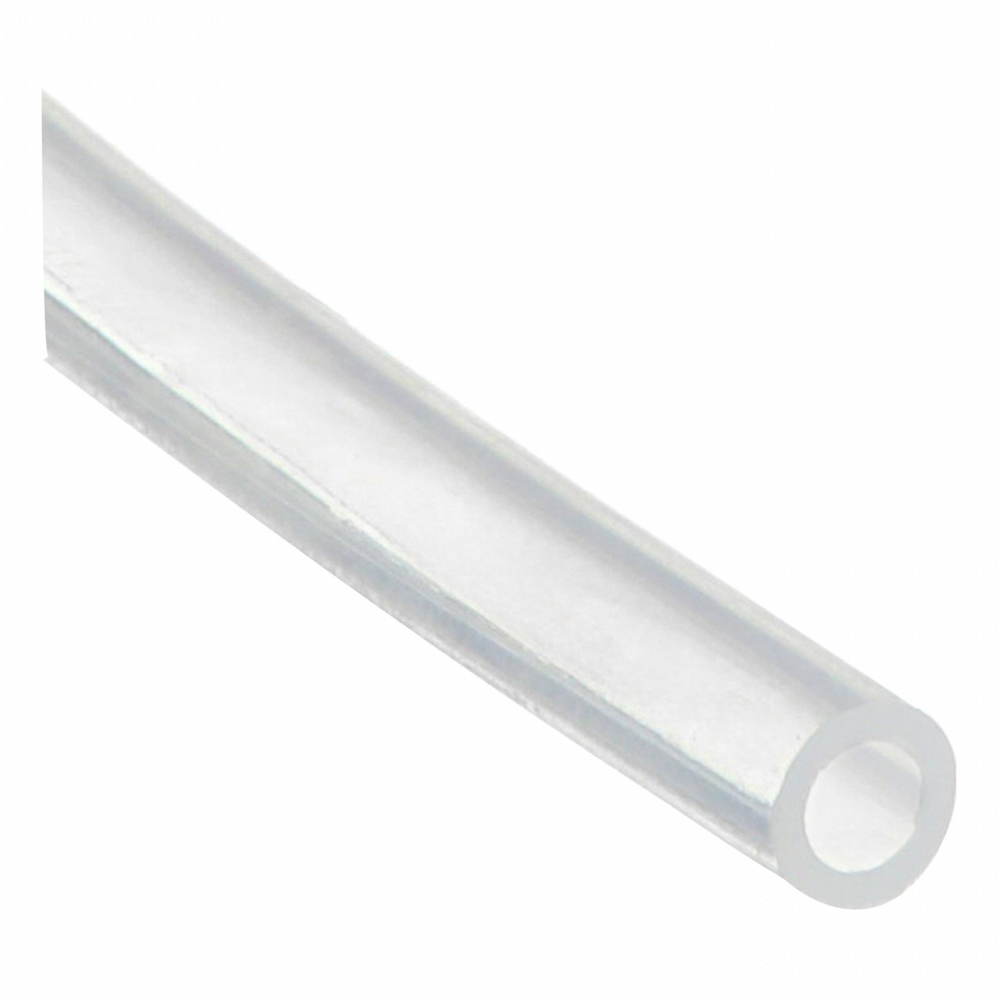 Tubing: FEP, Natural, 5/32 in ID, 1/4 in OD, 500 ft Lg, Shore D 55, Autoclavable