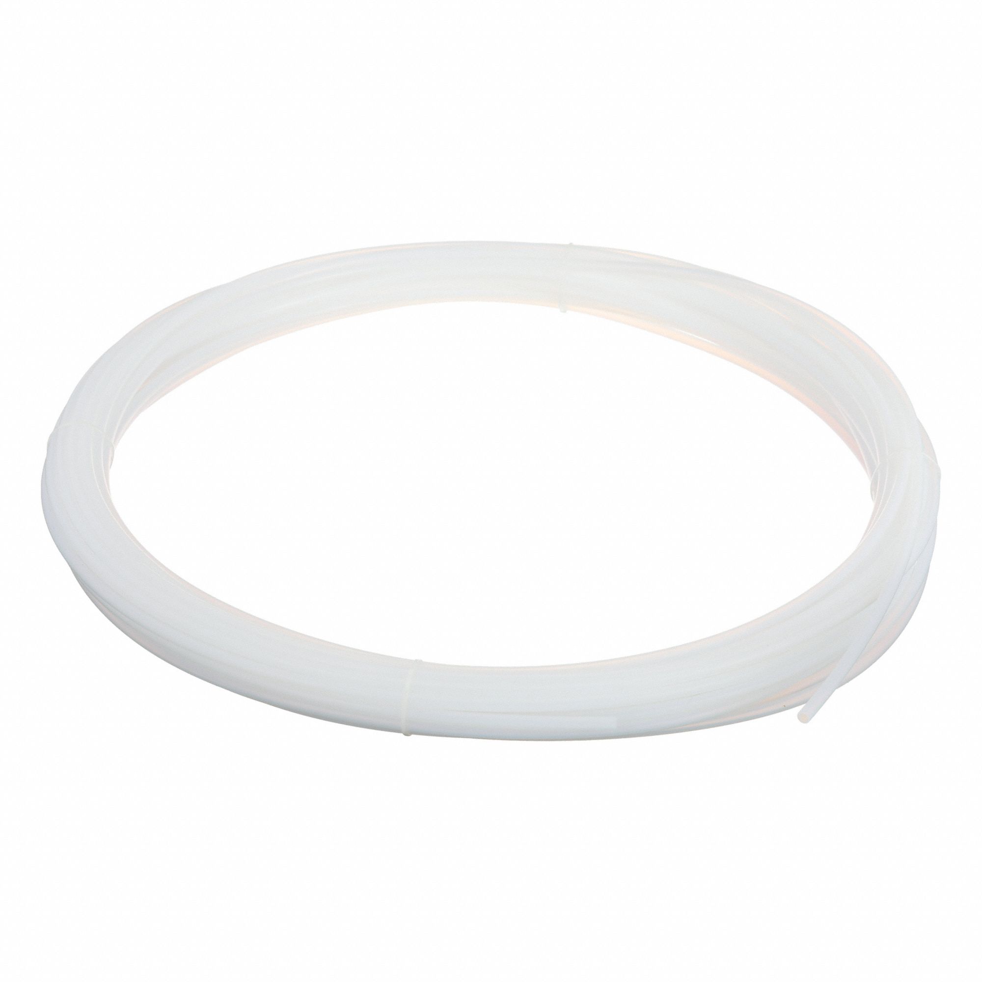 Tubing: PTFE, White, 5 mm ID, 7 mm OD, 100 ft Lg, Shore D 50 to 65