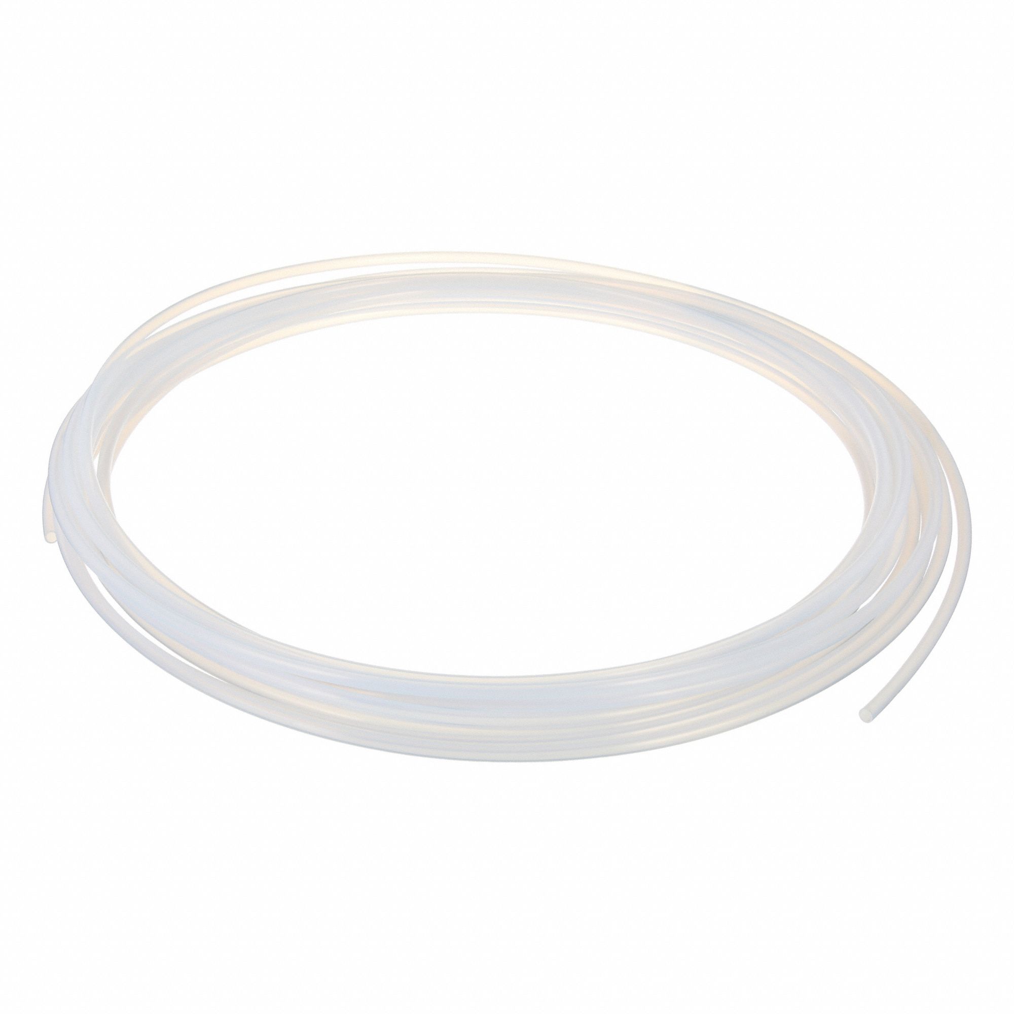 Tubing: PTFE, White, 6 mm ID, 8 mm OD, 50 ft Lg, Shore D 50 to 65