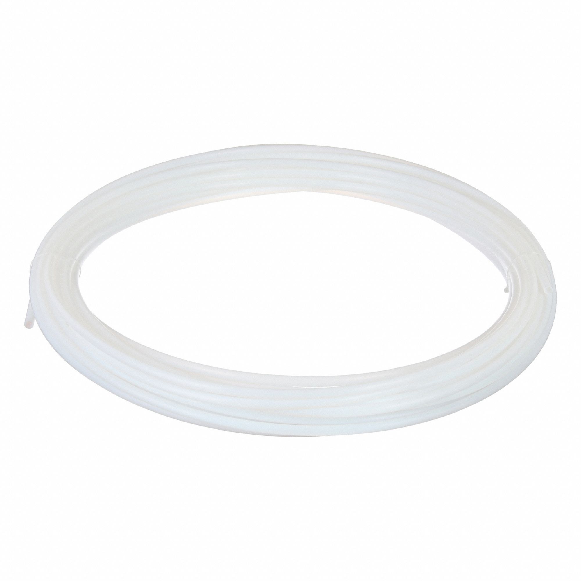 Tubing: PTFE, White, 7 mm ID, 9 mm OD, 100 ft Lg, Shore D 50 to 65