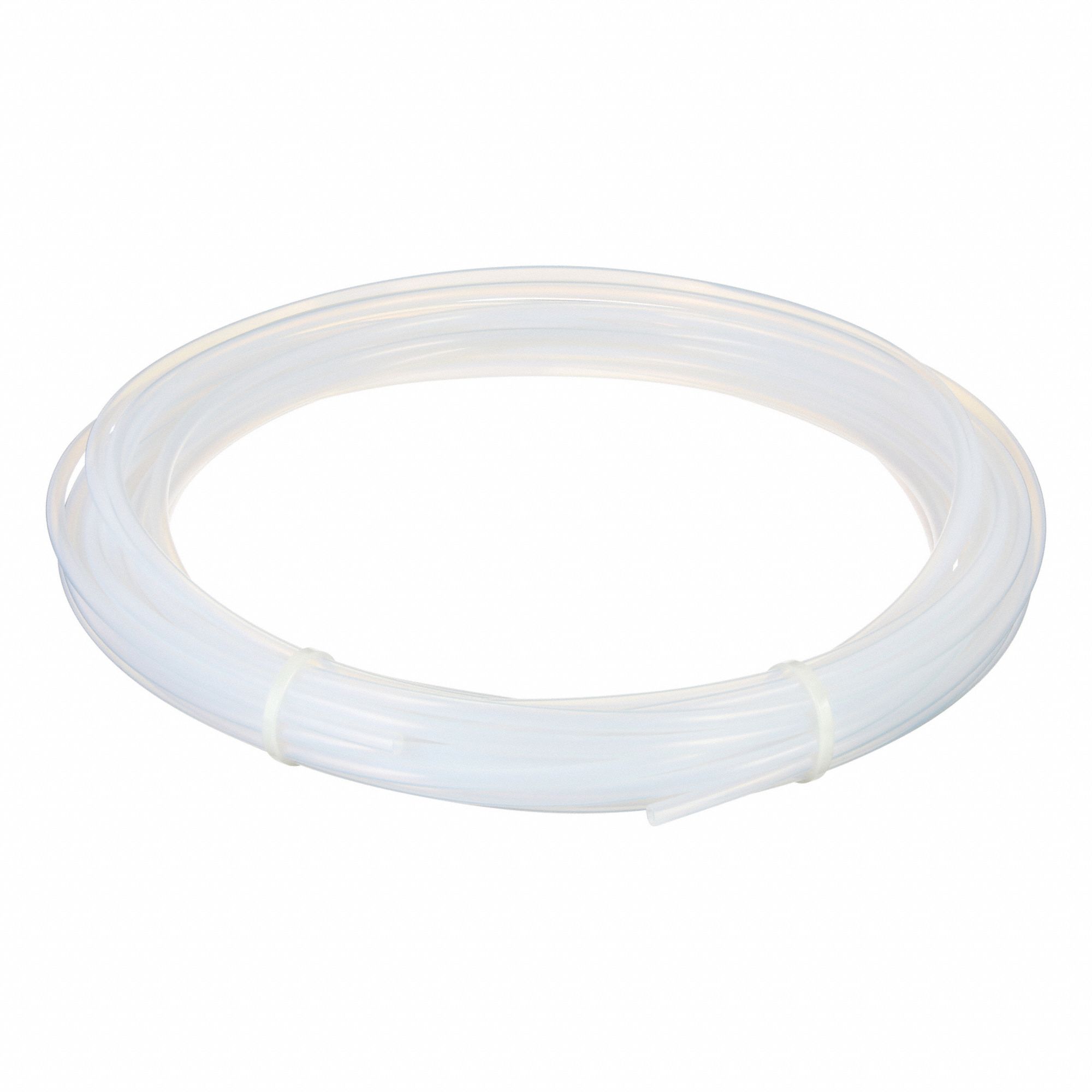 Tubing: PTFE, White, 8 mm ID, 10 mm OD, 100 ft Lg, Shore D 50 to 65