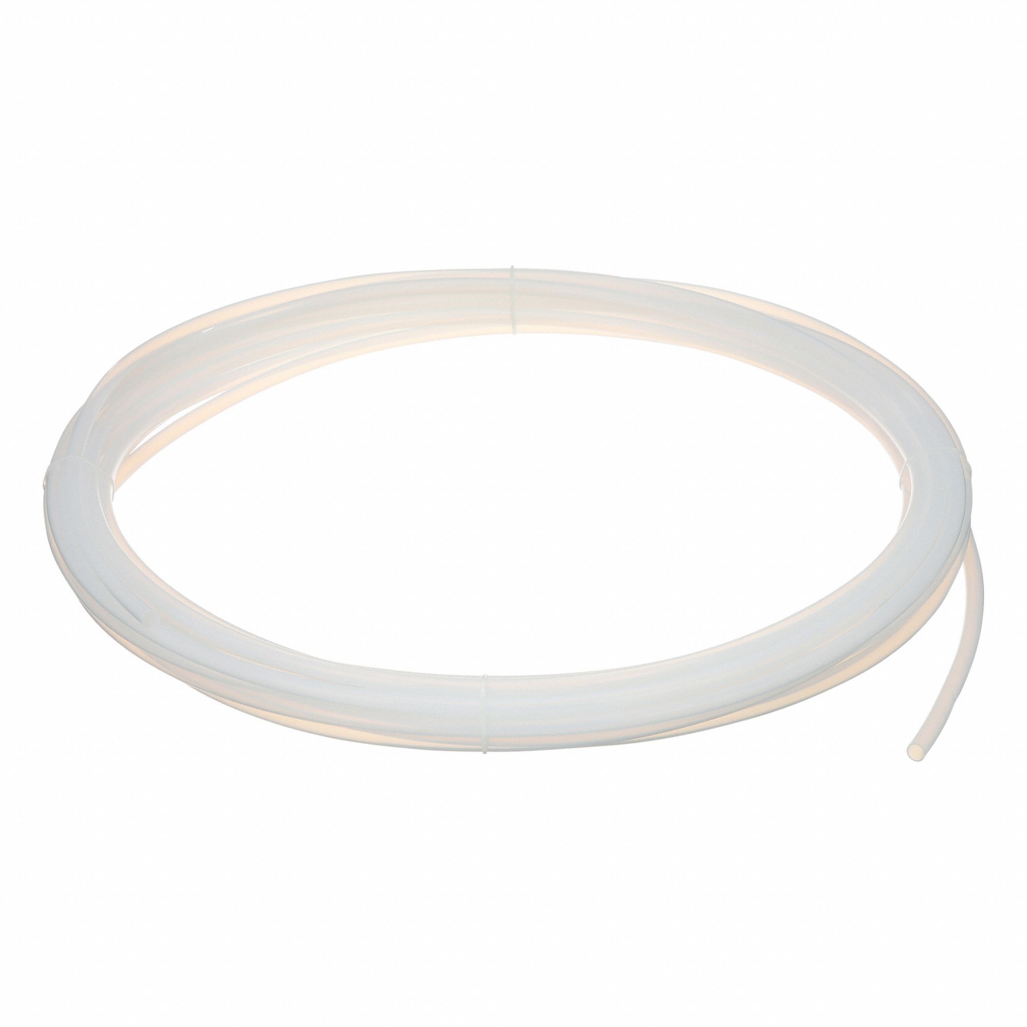 Tubing: PTFE, White, 8 mm ID, 10 mm OD, 50 ft Lg, Shore D 50 to 65