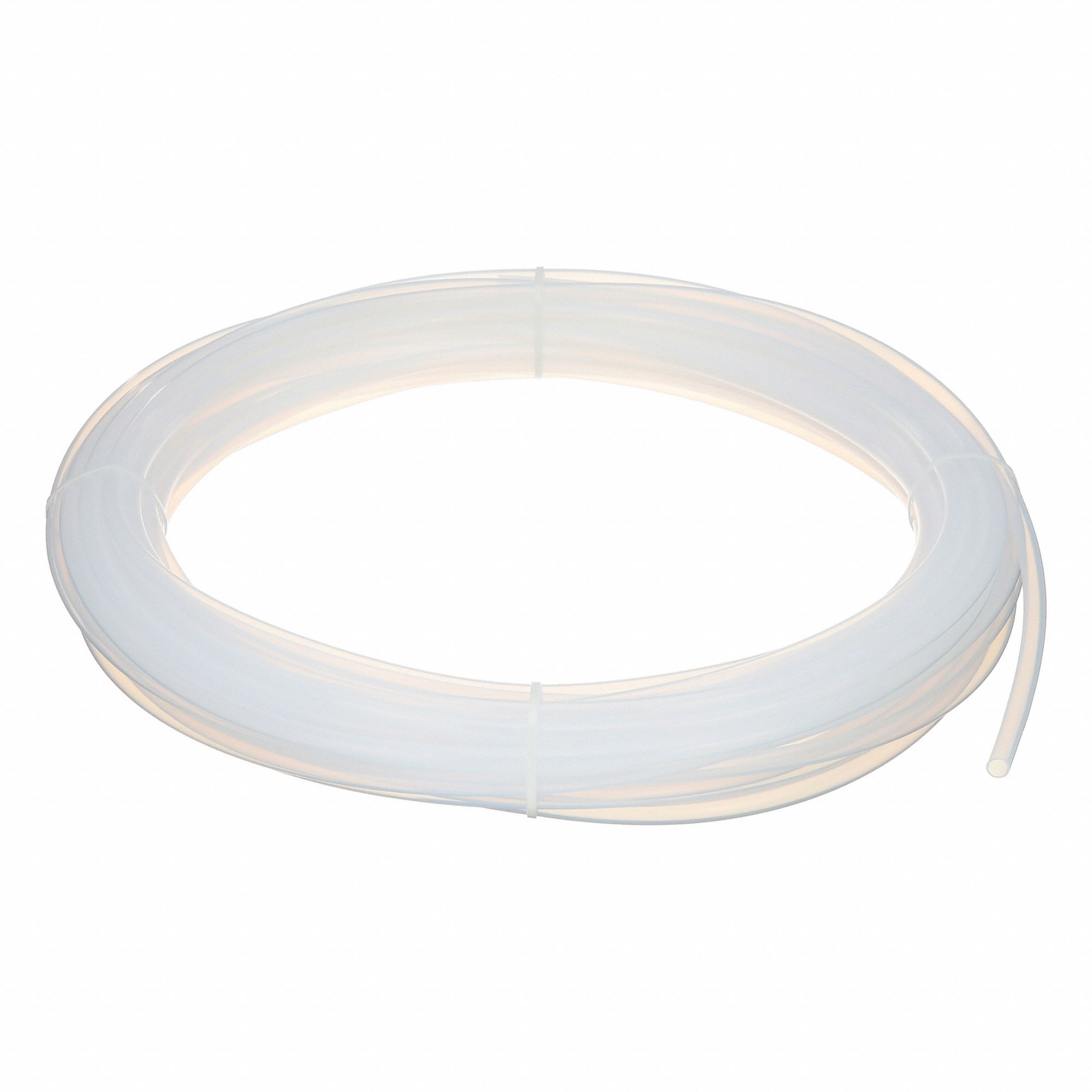 Tubing: PTFE, White, 10 mm ID, 12 mm OD, 100 ft Lg, Shore D 50 to 65