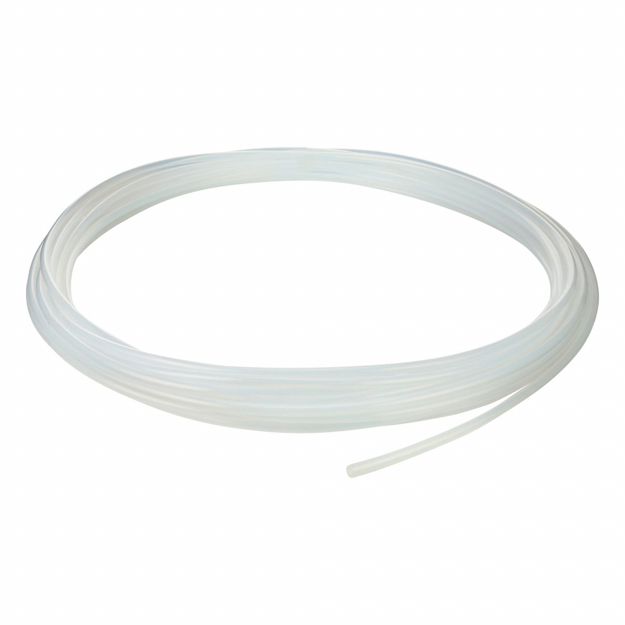 Tubing: PTFE, White, 12 mm ID, 14 mm OD, 100 ft Lg, Shore D 50 to 65