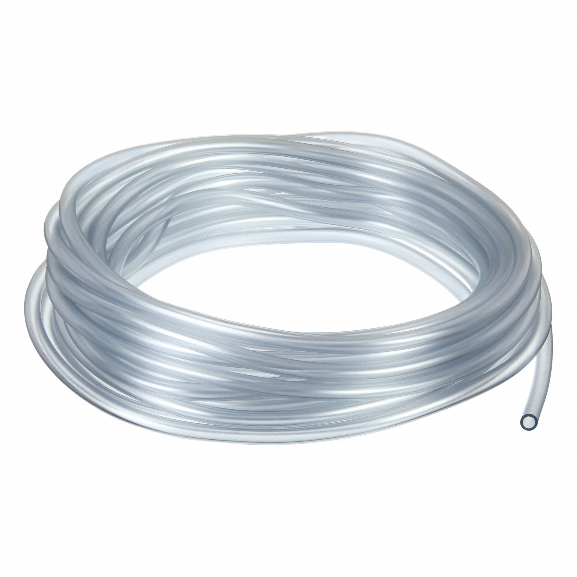Tubing: PVC, Clear, 1/4 in Inside Dia, 3/8 in Outside Dia, 50 ft Overall Lg, Shore A 50