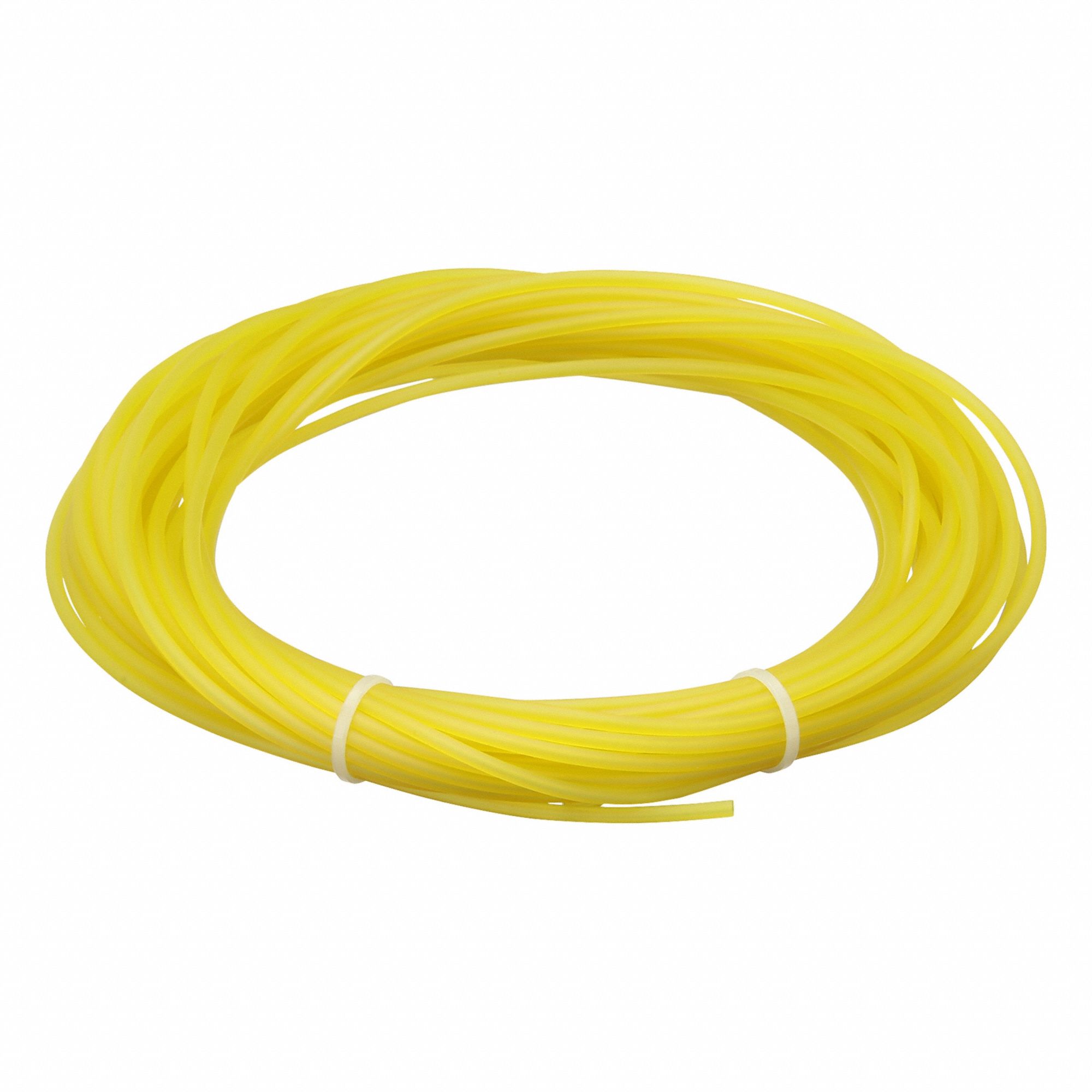 Tubing: PVC, Yellow, 1 mm Inside Dia, 3 mm Outside Dia, 50 ft Overall Lg