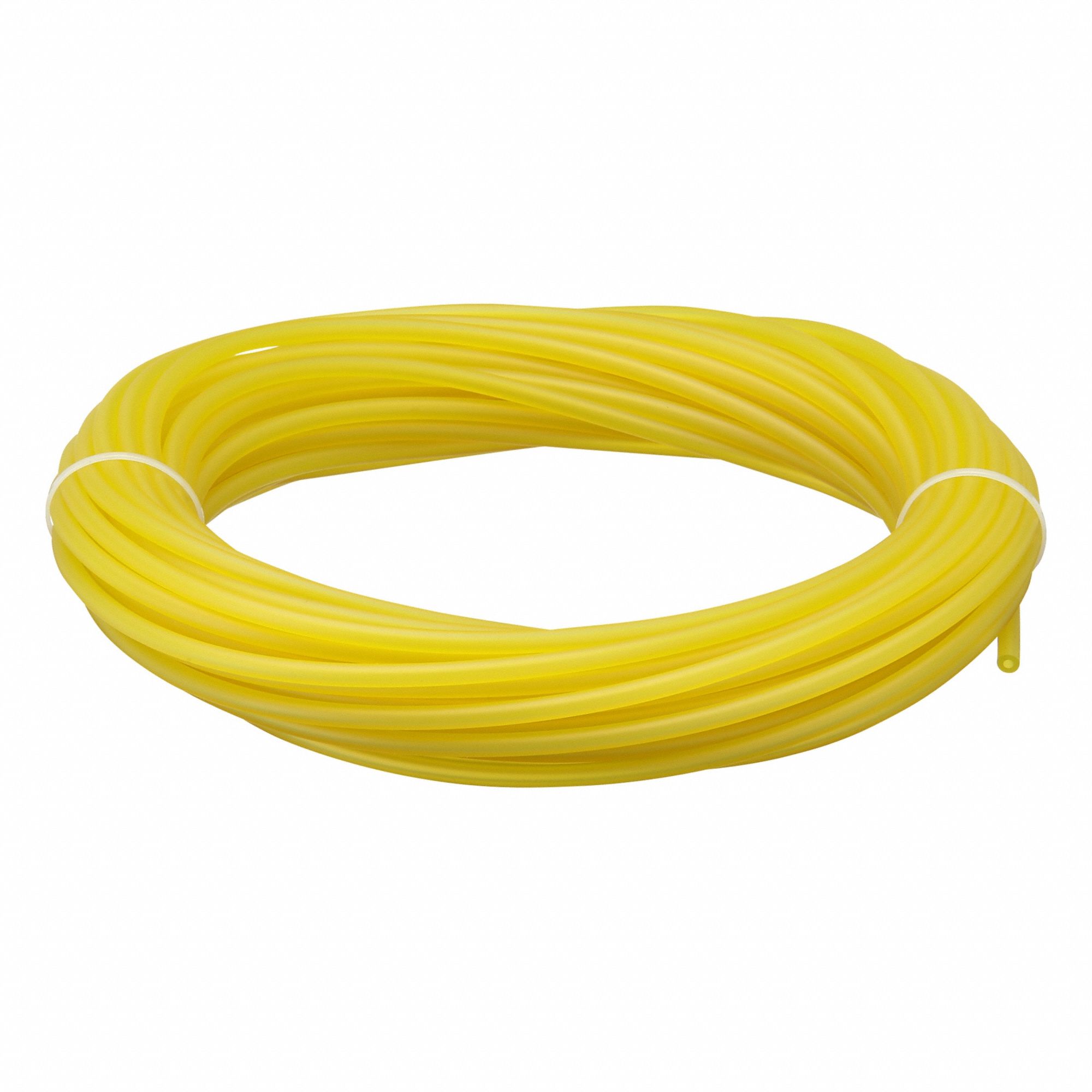Tubing: PVC, Yellow, 2 mm Inside Dia, 5 mm Outside Dia, 50 ft Overall Lg