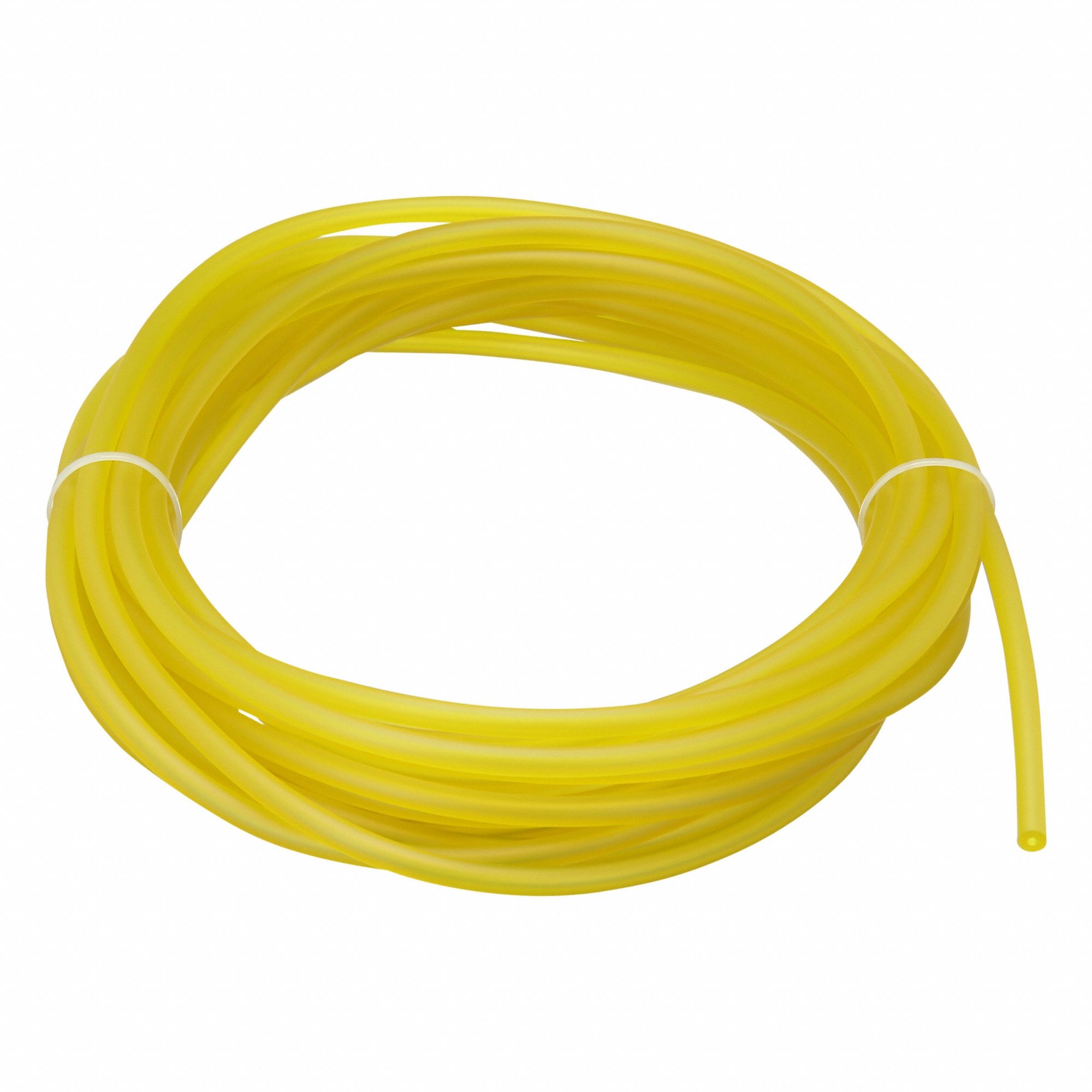 Tubing: PVC, Yellow, 2 mm Inside Dia, 6 mm Outside Dia, 25 ft Overall Lg