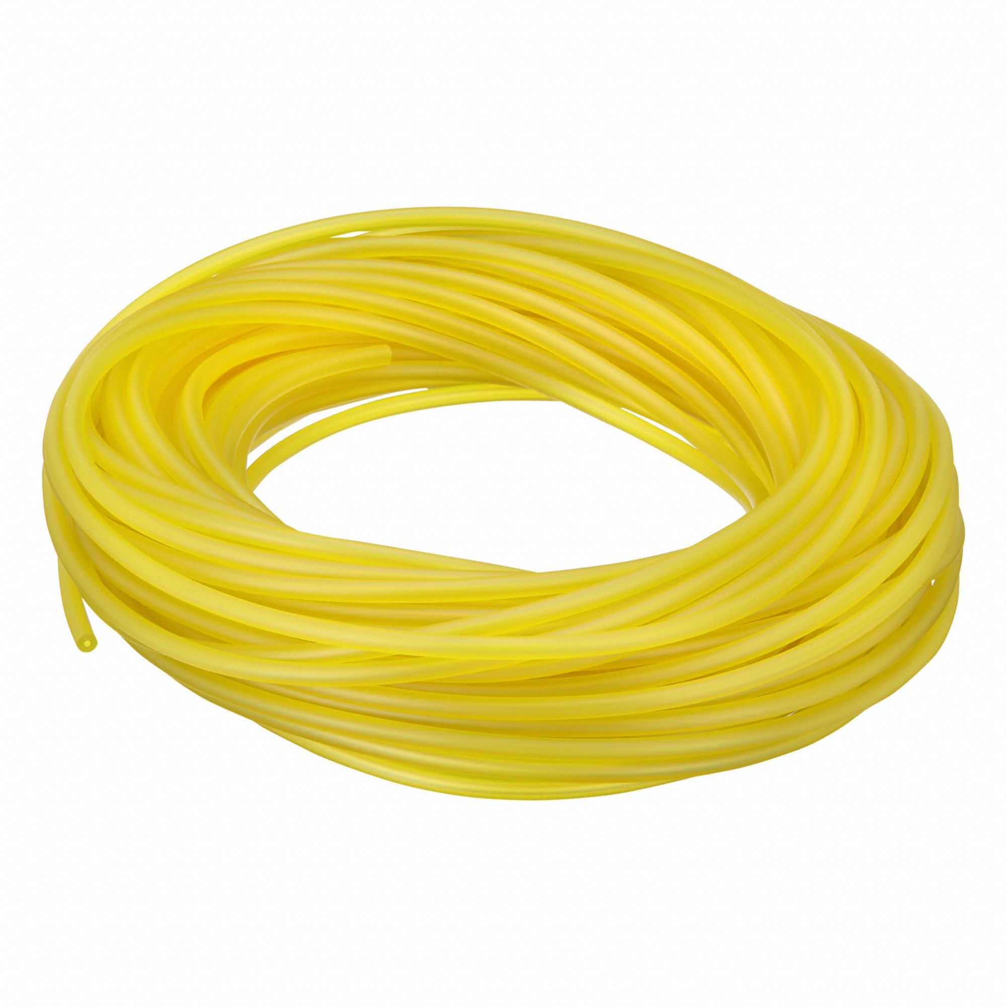 Tubing: PVC, Yellow, 2 mm Inside Dia, 6 mm Outside Dia, 100 ft Overall Lg
