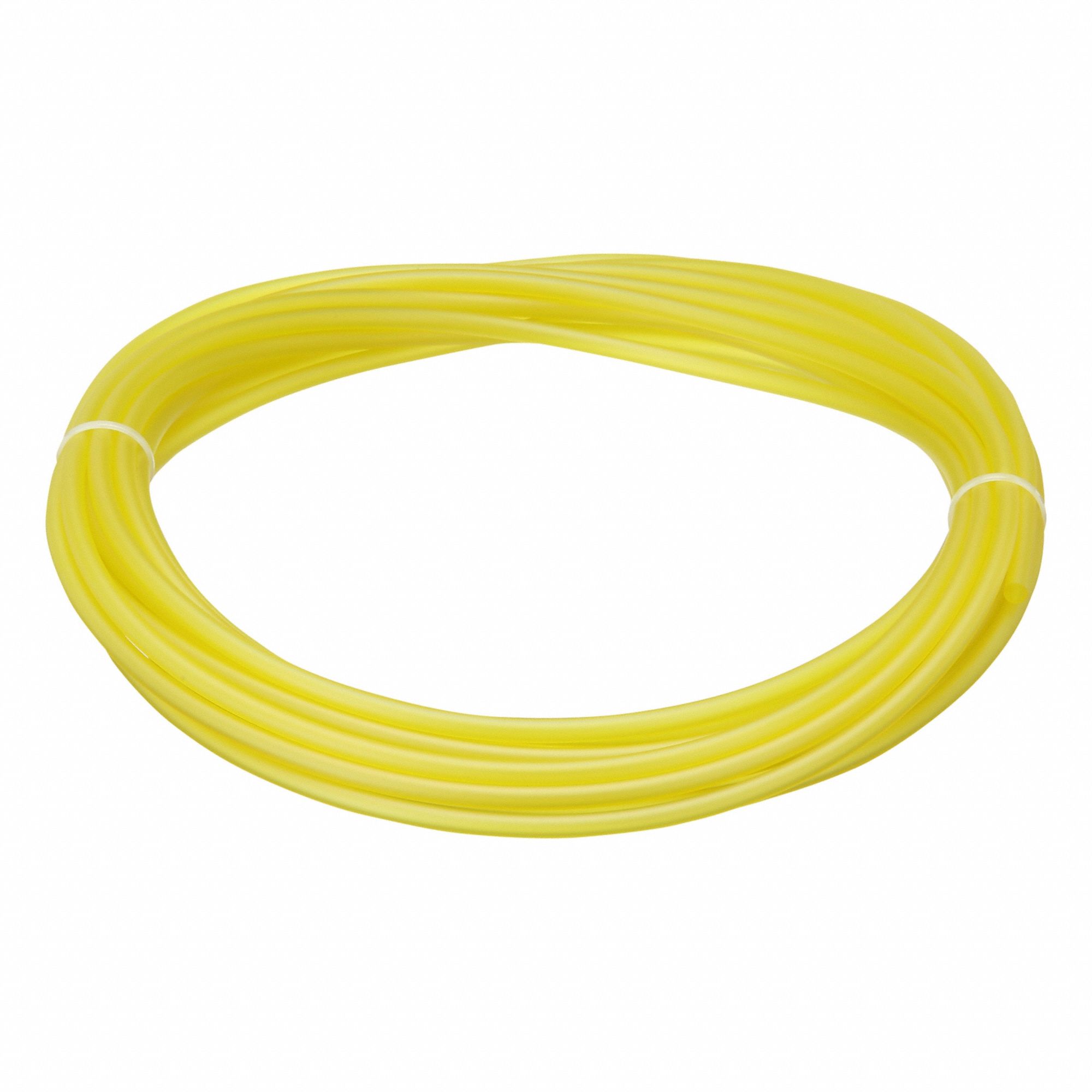 Tubing: PVC, Yellow, 3 mm Inside Dia, 5 mm Outside Dia, 25 ft Overall Lg