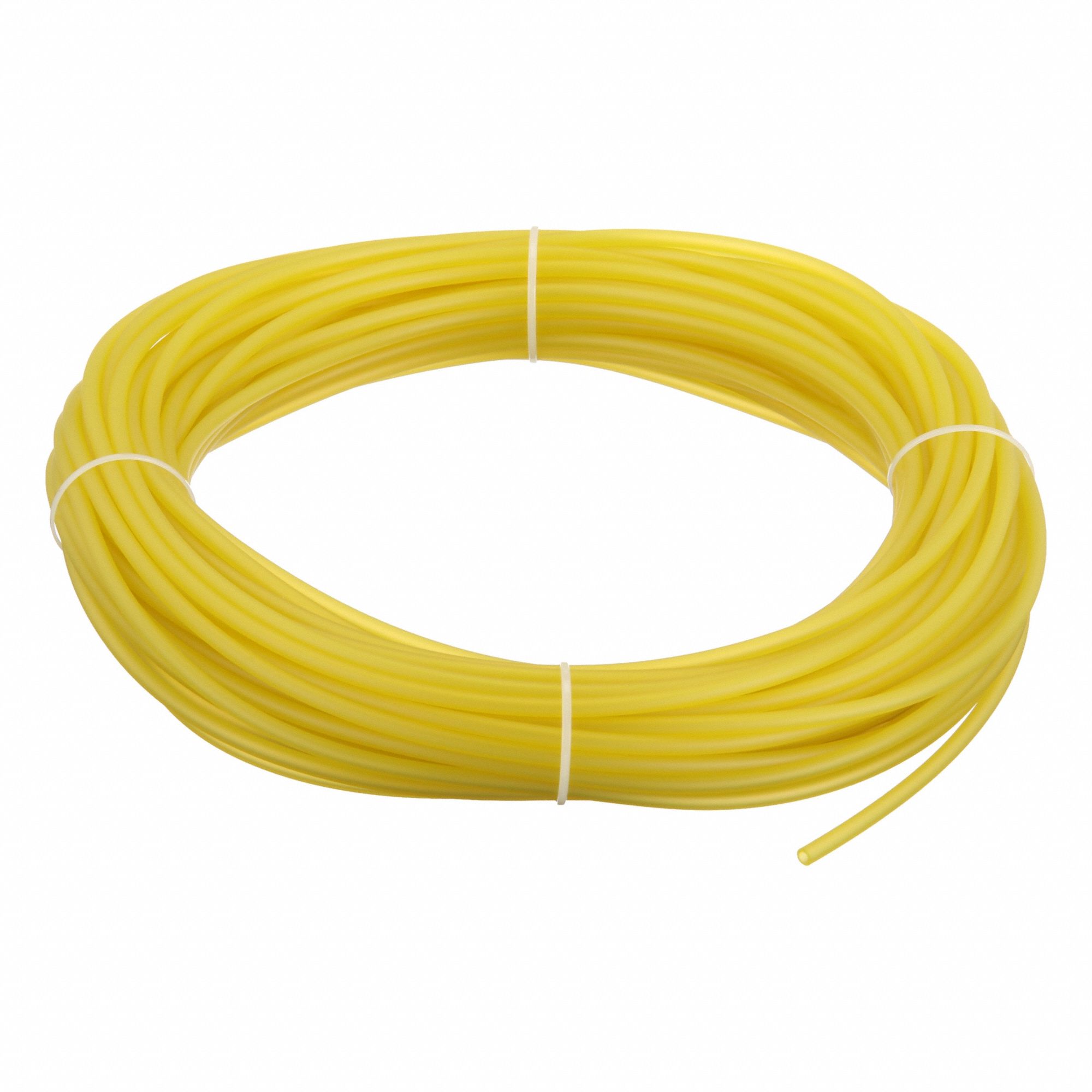 Tubing: PVC, Yellow, 3 mm Inside Dia, 5 mm Outside Dia, 100 ft Overall Lg