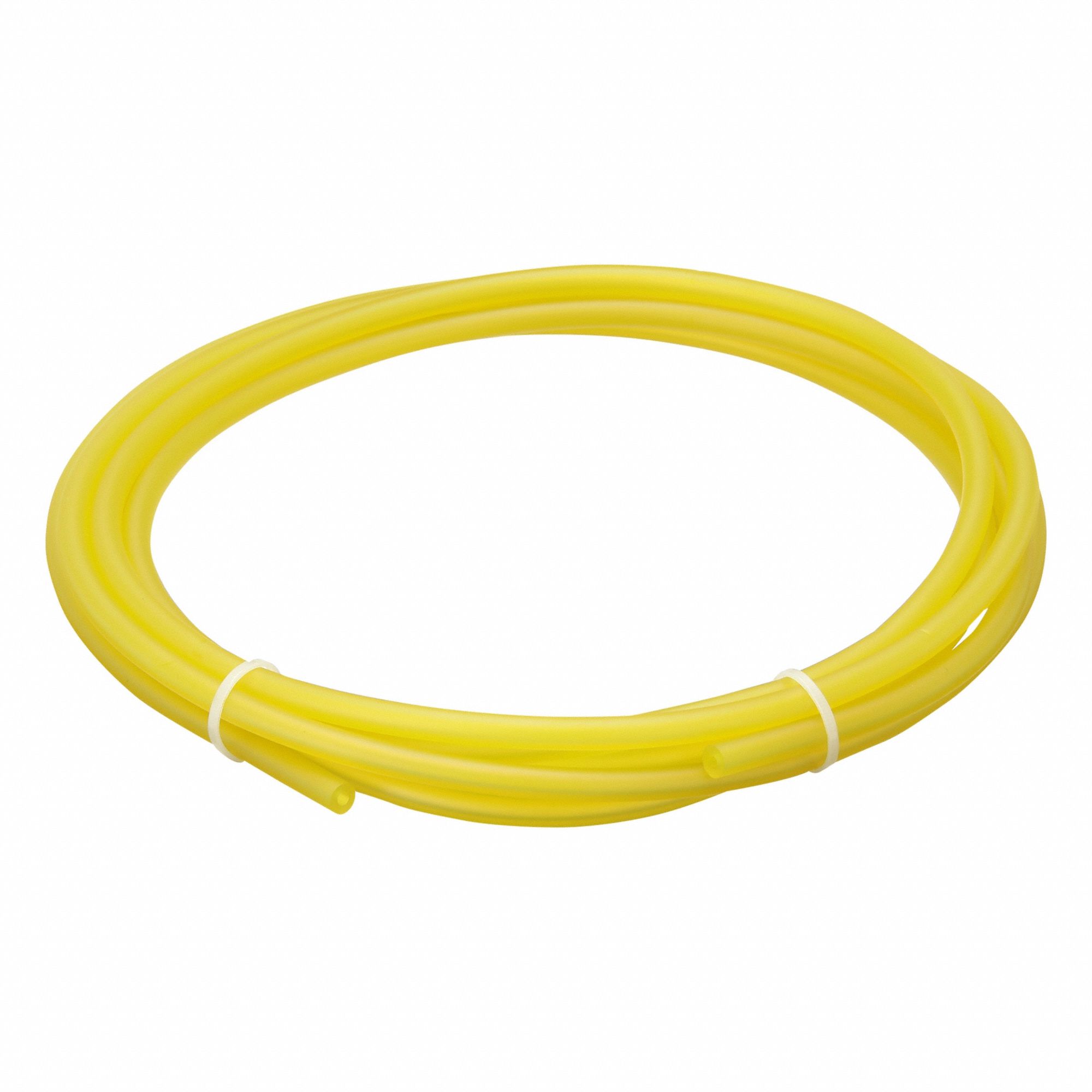 Tubing: PVC, Yellow, 3 mm Inside Dia, 7 mm Outside Dia, 10 ft Overall Lg