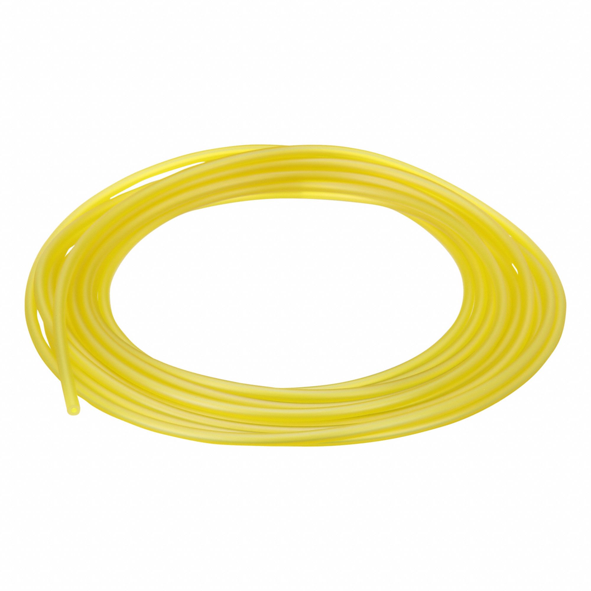 Tubing: PVC, Yellow, 3 mm Inside Dia, 7 mm Outside Dia, 25 ft Overall Lg